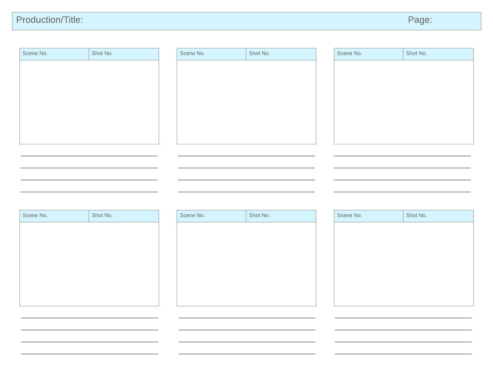 Blank Storyboard Template (Click on image to modify online)