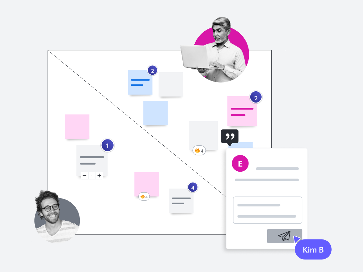 With an infinite, shared canvas, visual collaboration helps every team member contribute ideas—live or asynchronously.