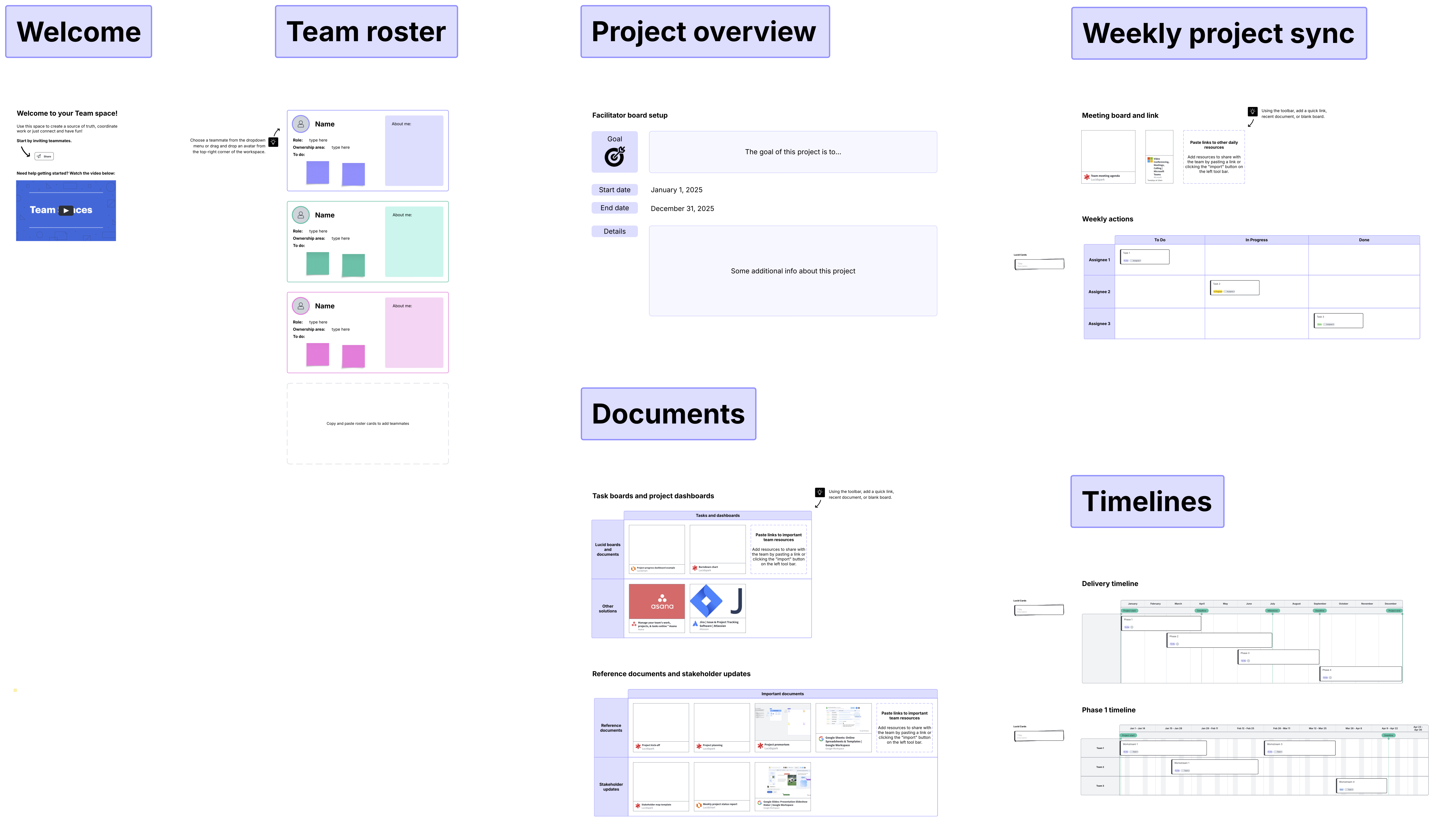 Project management team space template (click to use template)