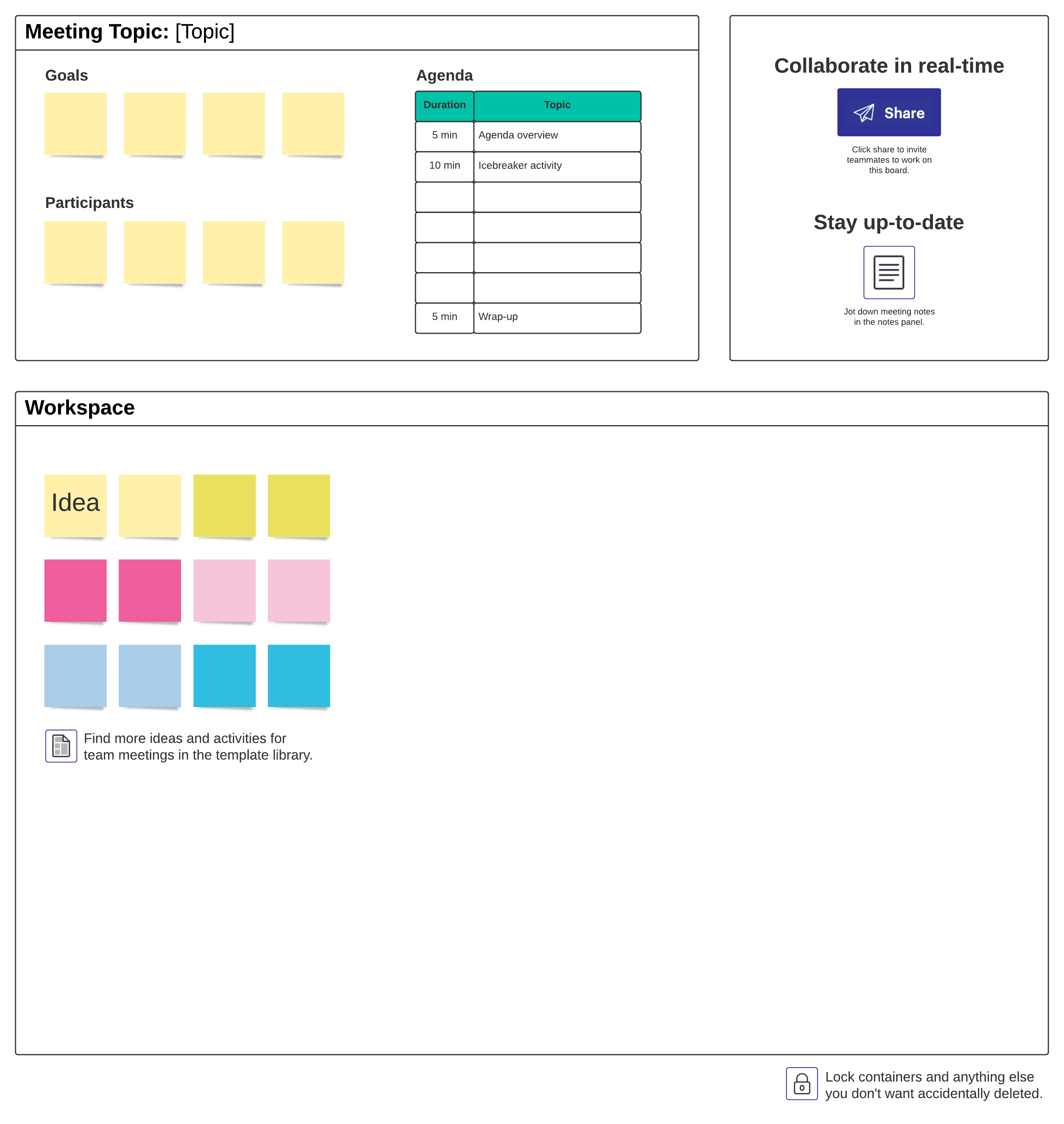Ejemplo de una agenda para una reunión semanal (haz clic en la imagen para modificar en línea)