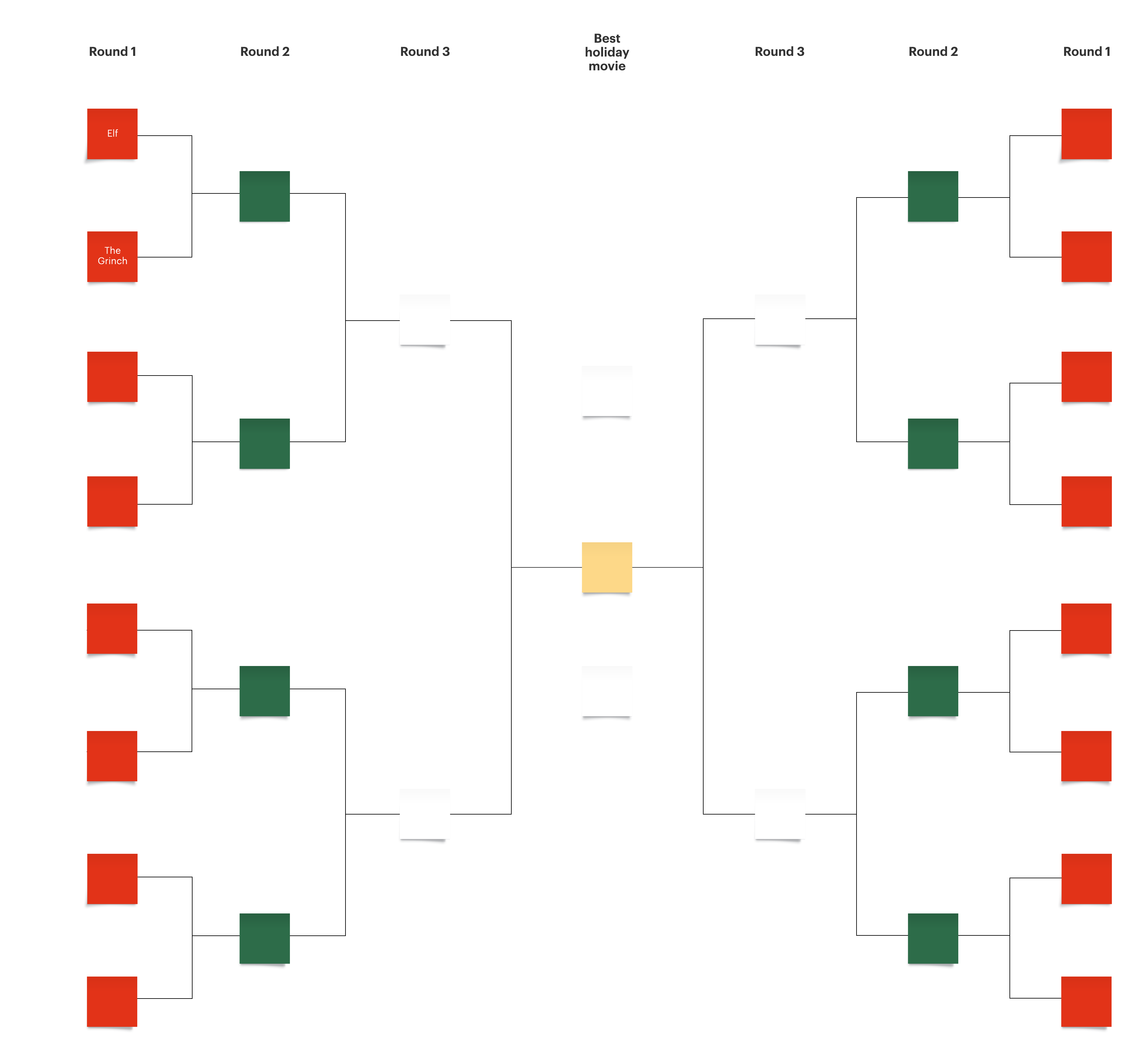 Check out this holiday movie bracket for a fun activity with your team. Click on image to modify online.