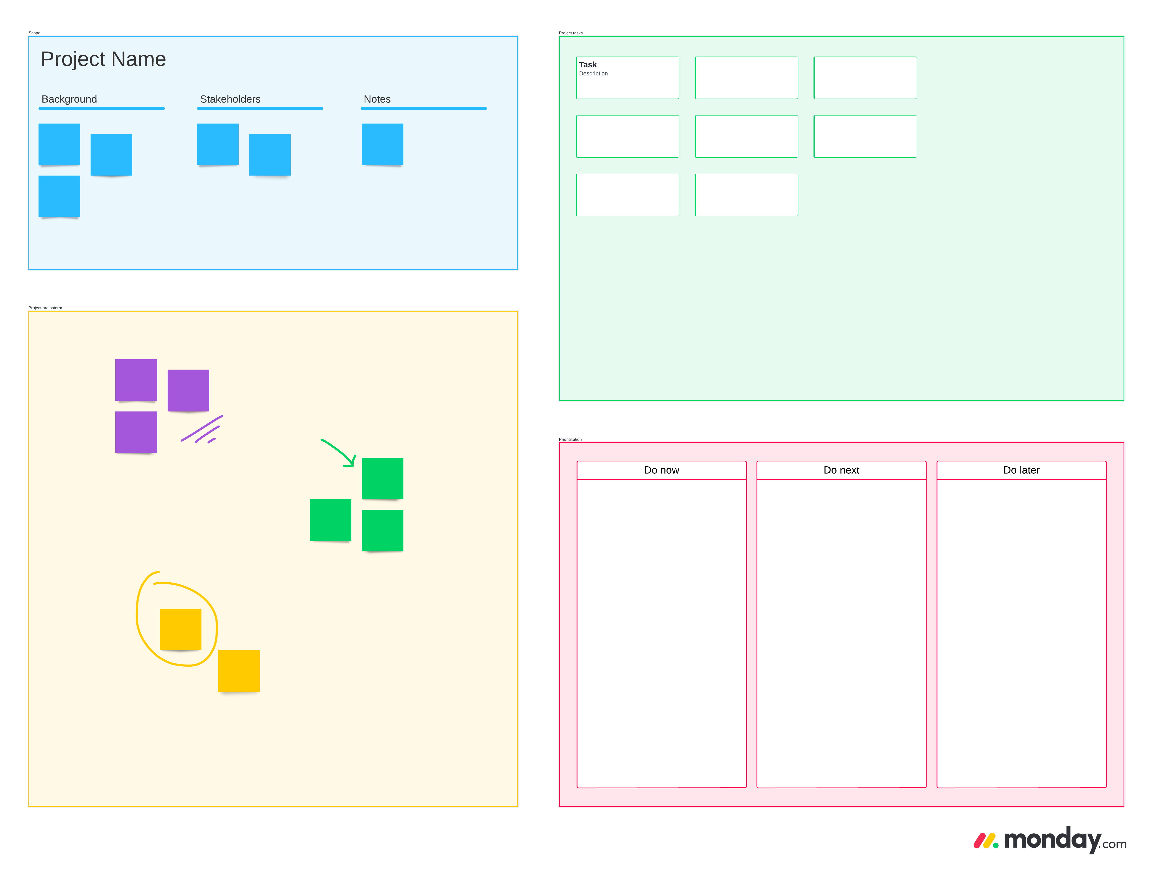 Project planning with monday.com template (click on image to modify online)