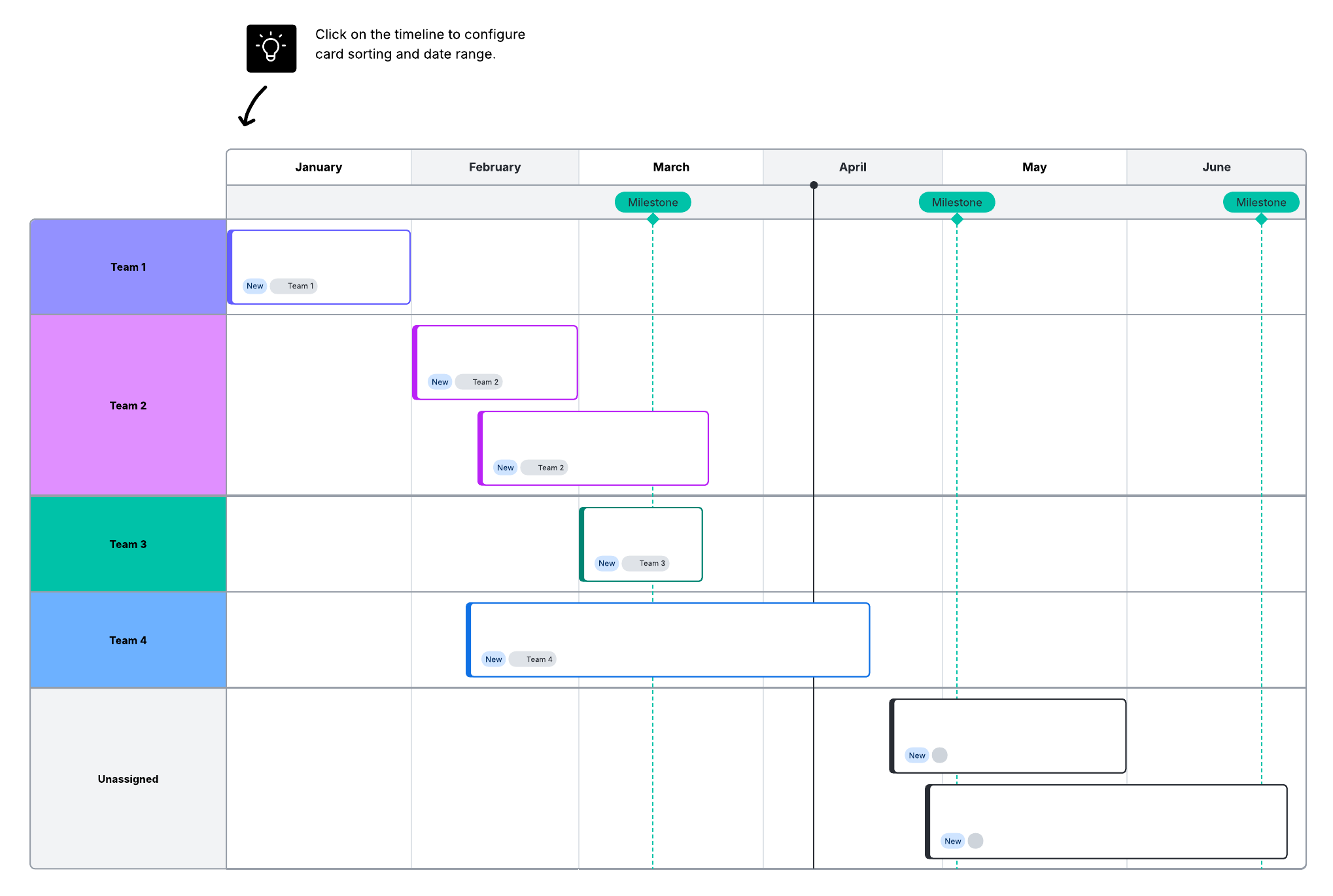 Create timelines and formalize workflows in Lucid to always stay ahead of the game. Click on the image to modify it online.