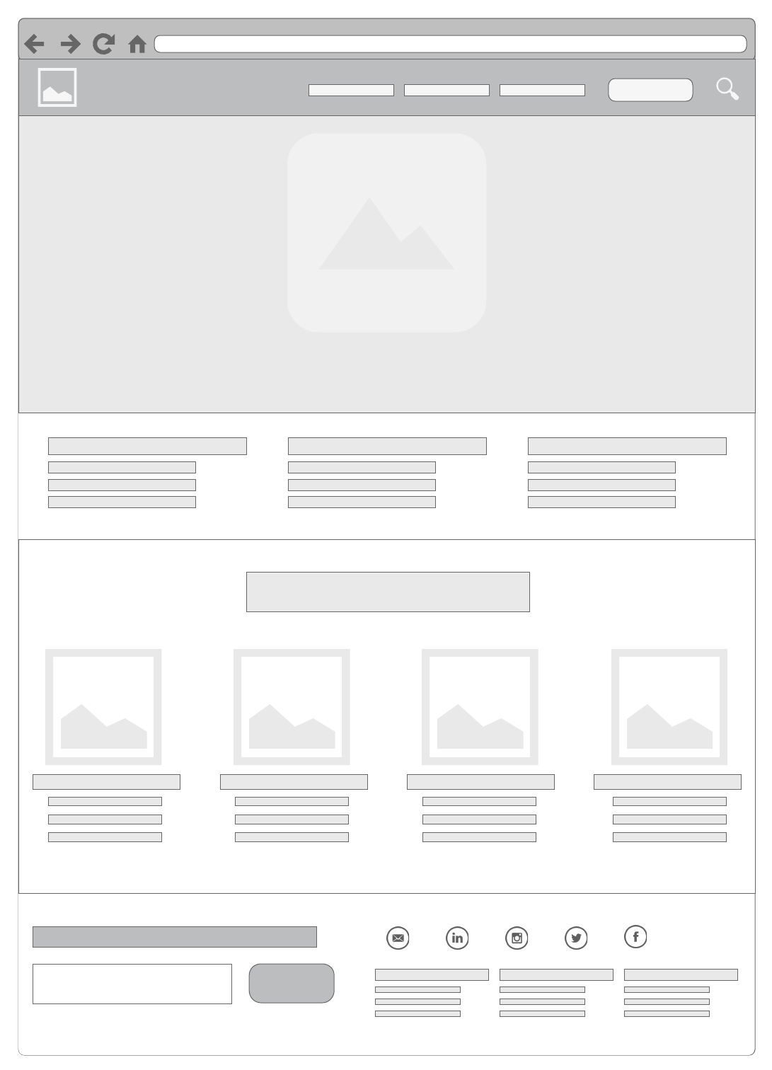 Home Page Wireframe Template (Click on image to view larger in Lucidchart)