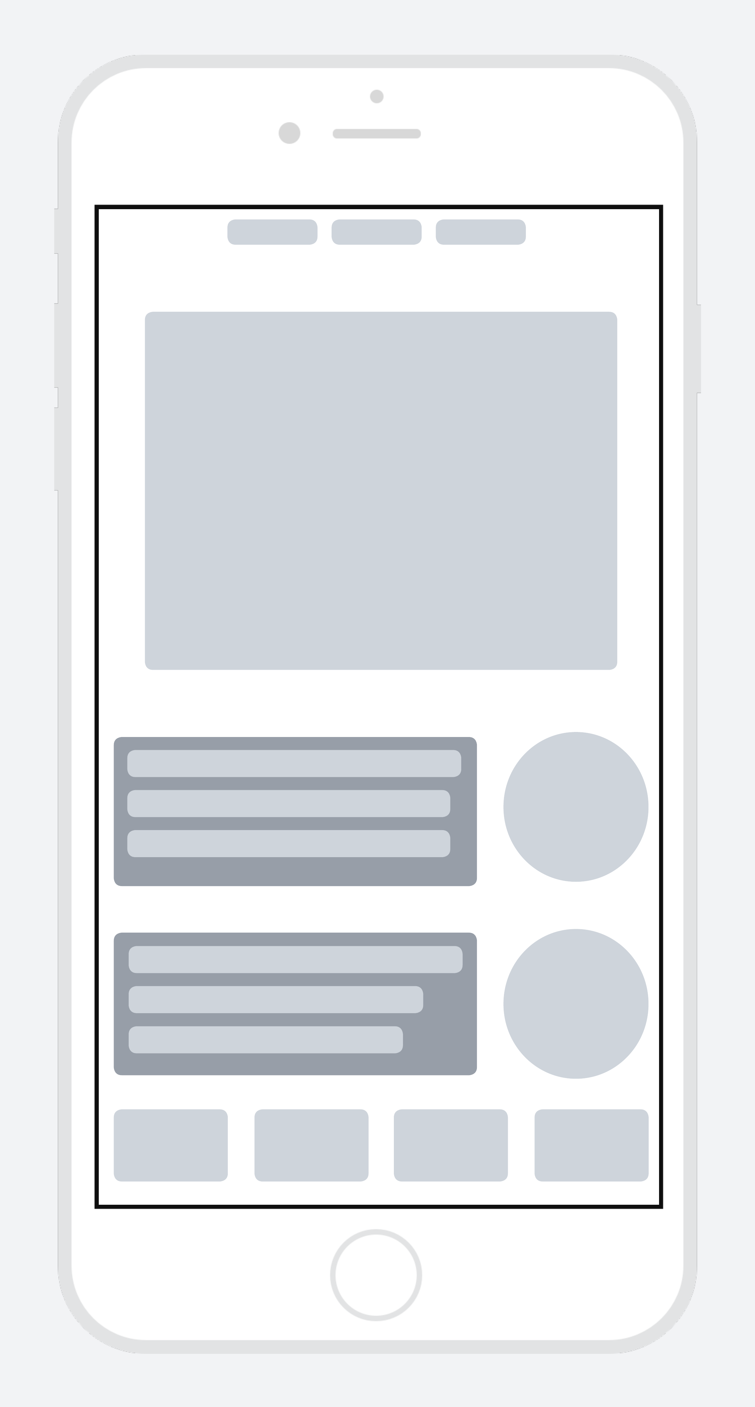 Kostenlose Wireframevorlage für ein Handy