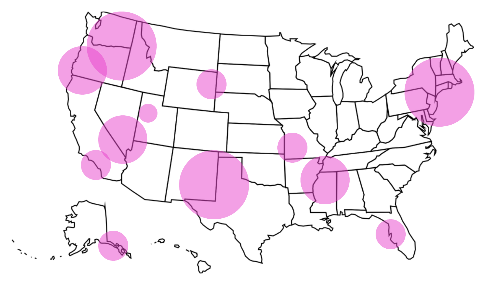 Bubble Map/Cartogram Template (Click on image to modify online)