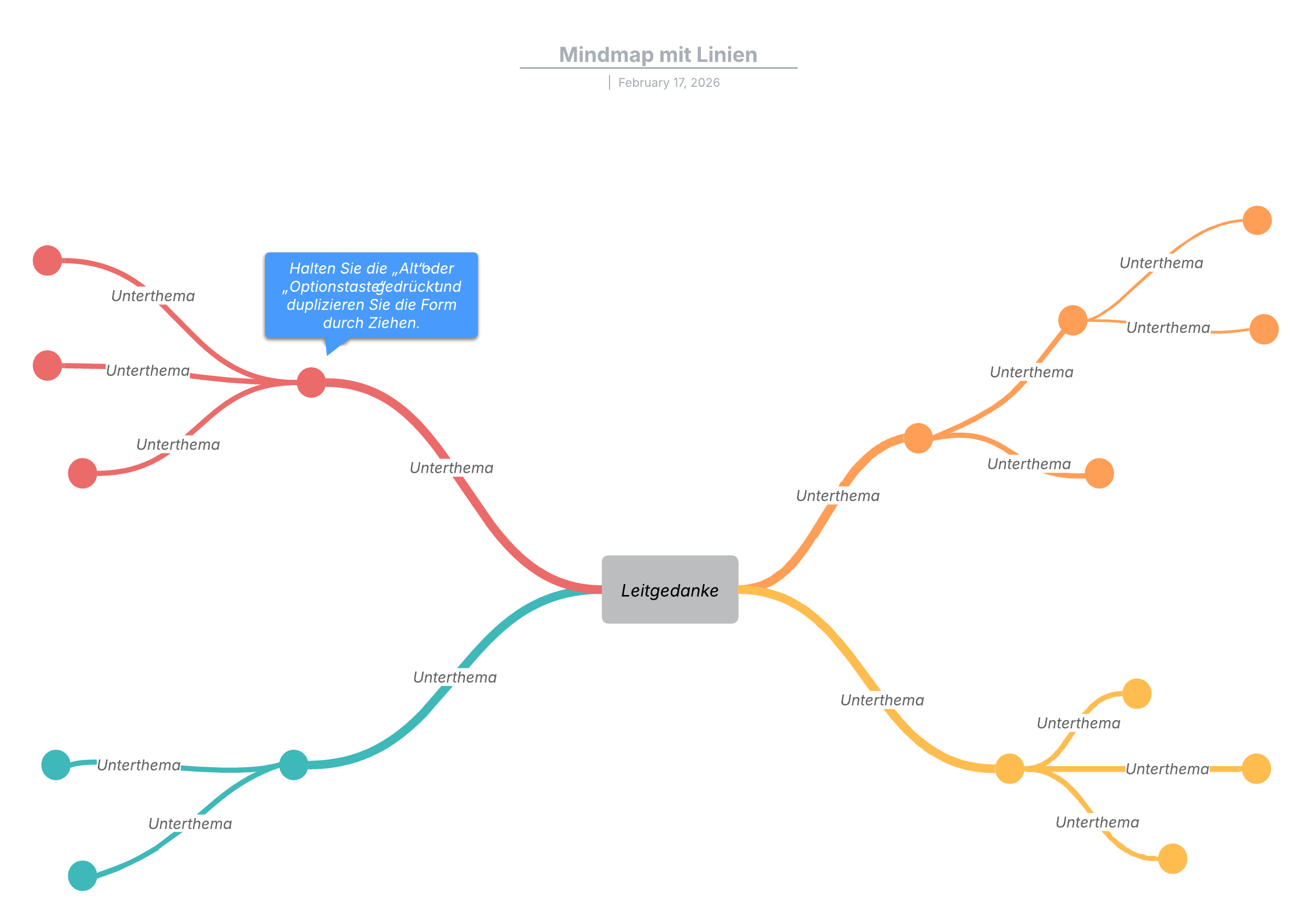 Vorlage einer Mindmap mit Linien