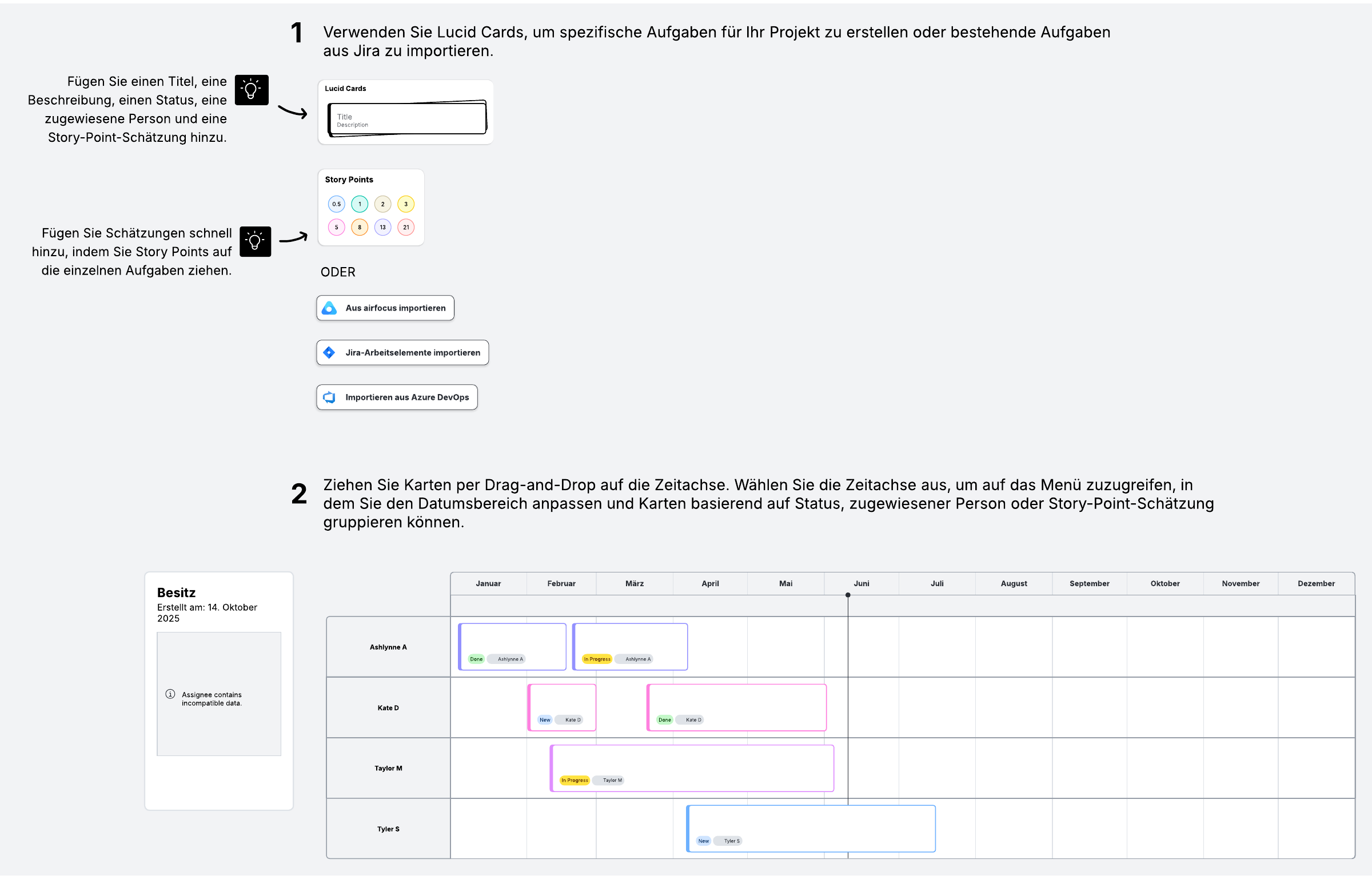 Online Gantt-Diagramm mit Zeitachse Vorlage