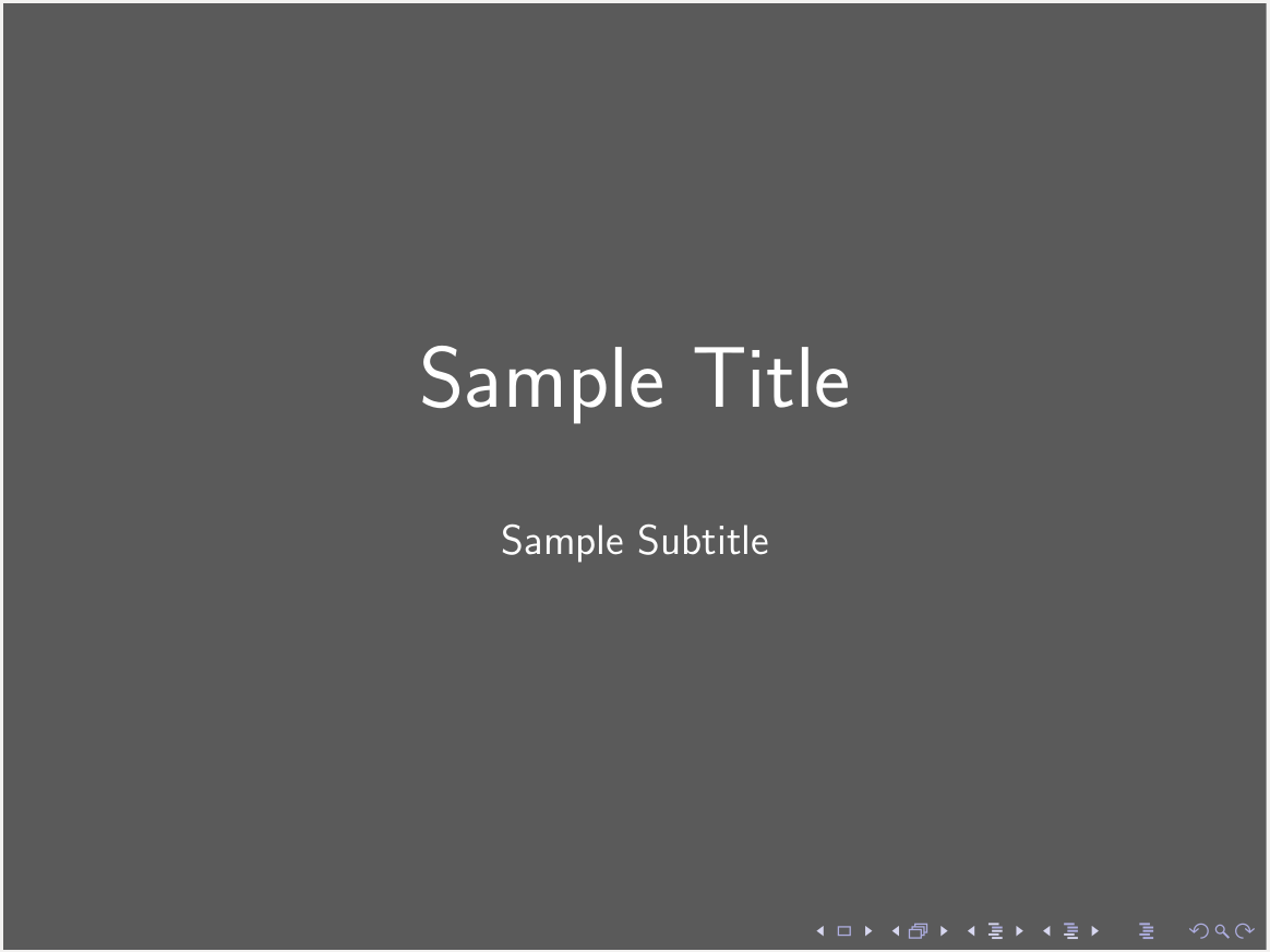 Sample LaTeX presentation title page with new background color