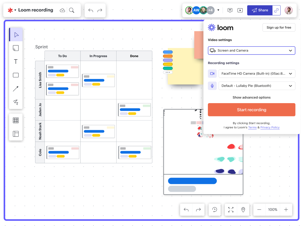 Use Loom to make, embed, or play video recordings in your Lucid documents and long-winded email or unnecessary meetings.