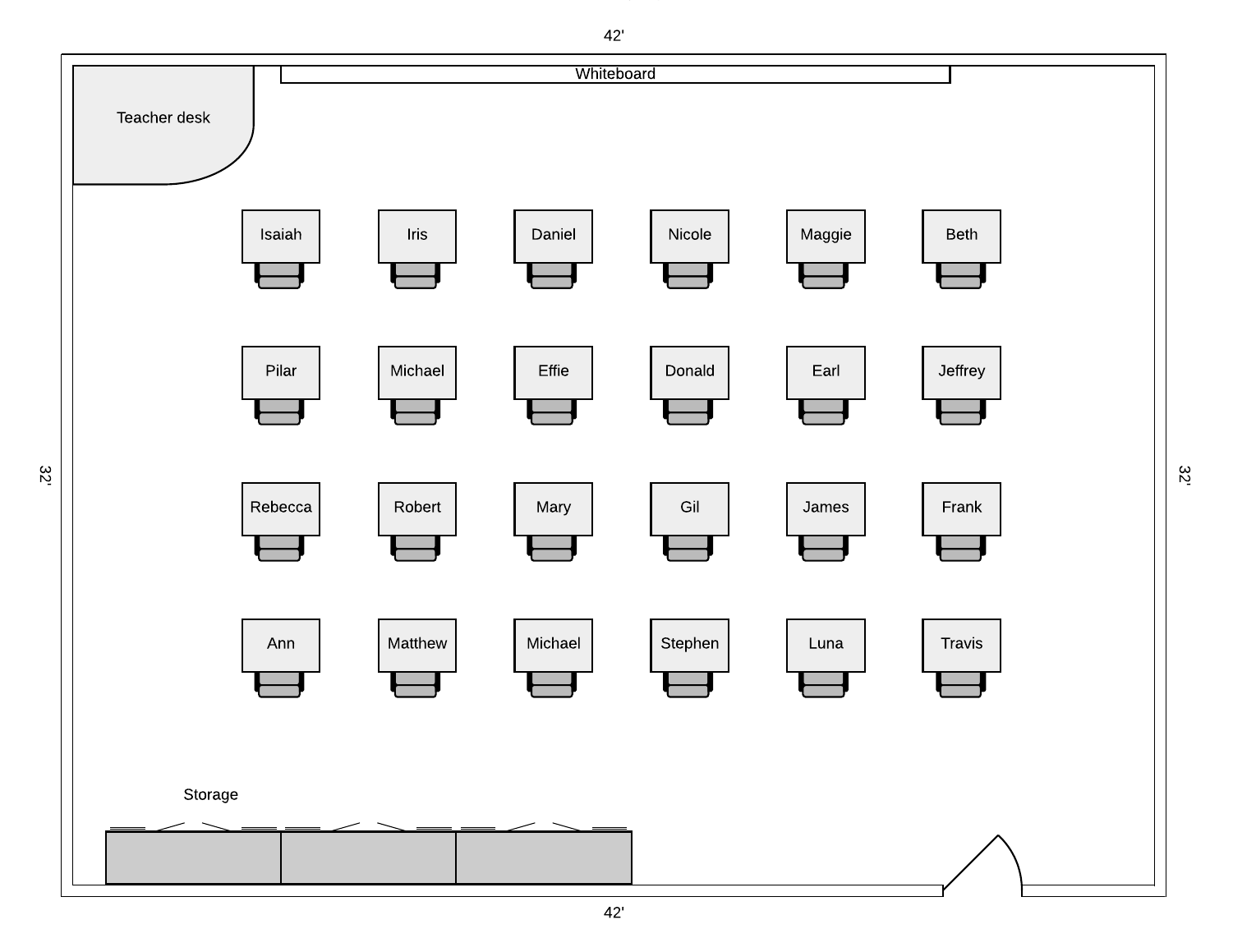 High School Classroom Layout (Click on image to modify online)
