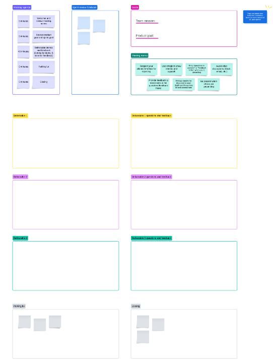 Sprint review template (click on image to modify online)