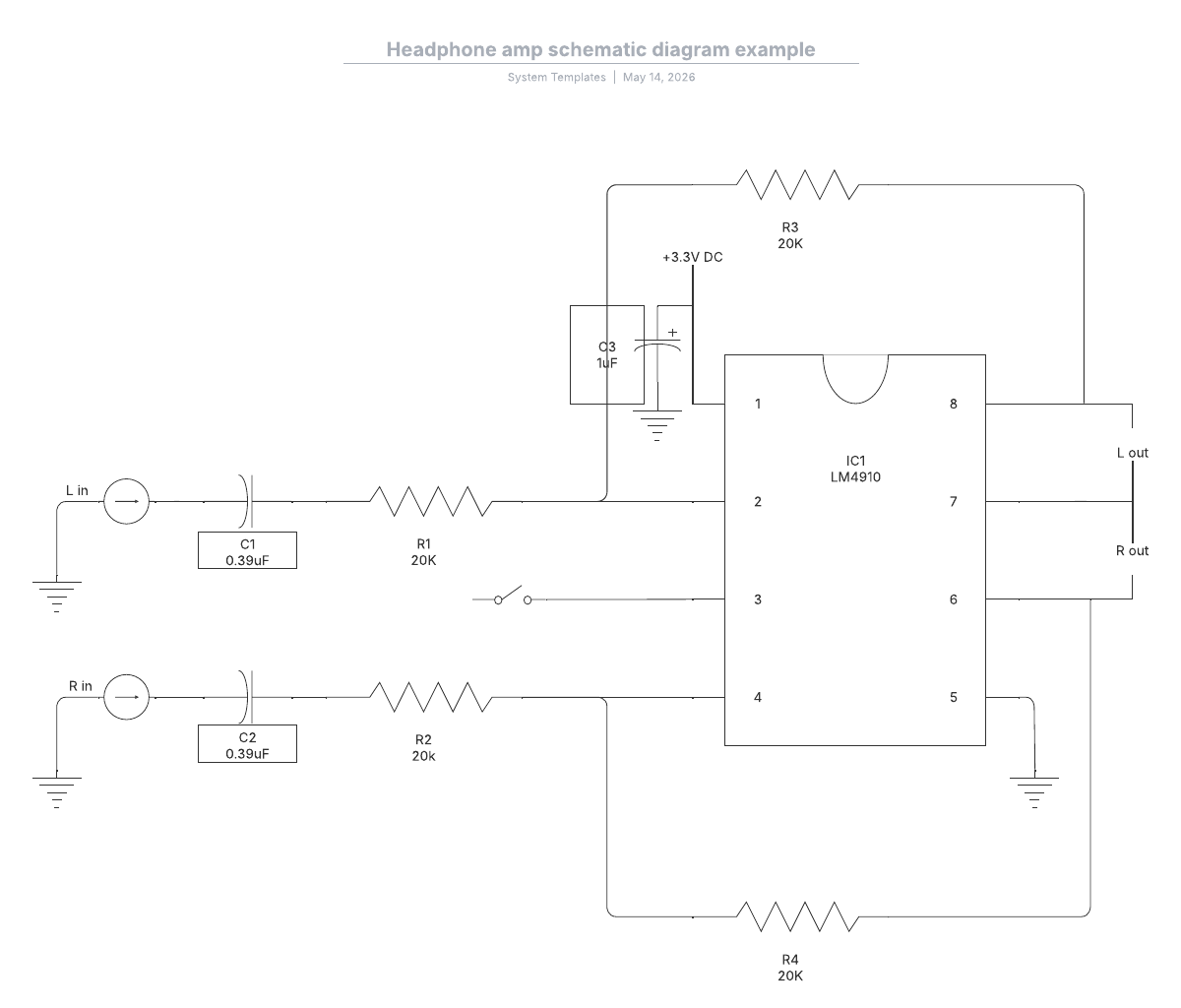 Headphone amp schematic diagram example