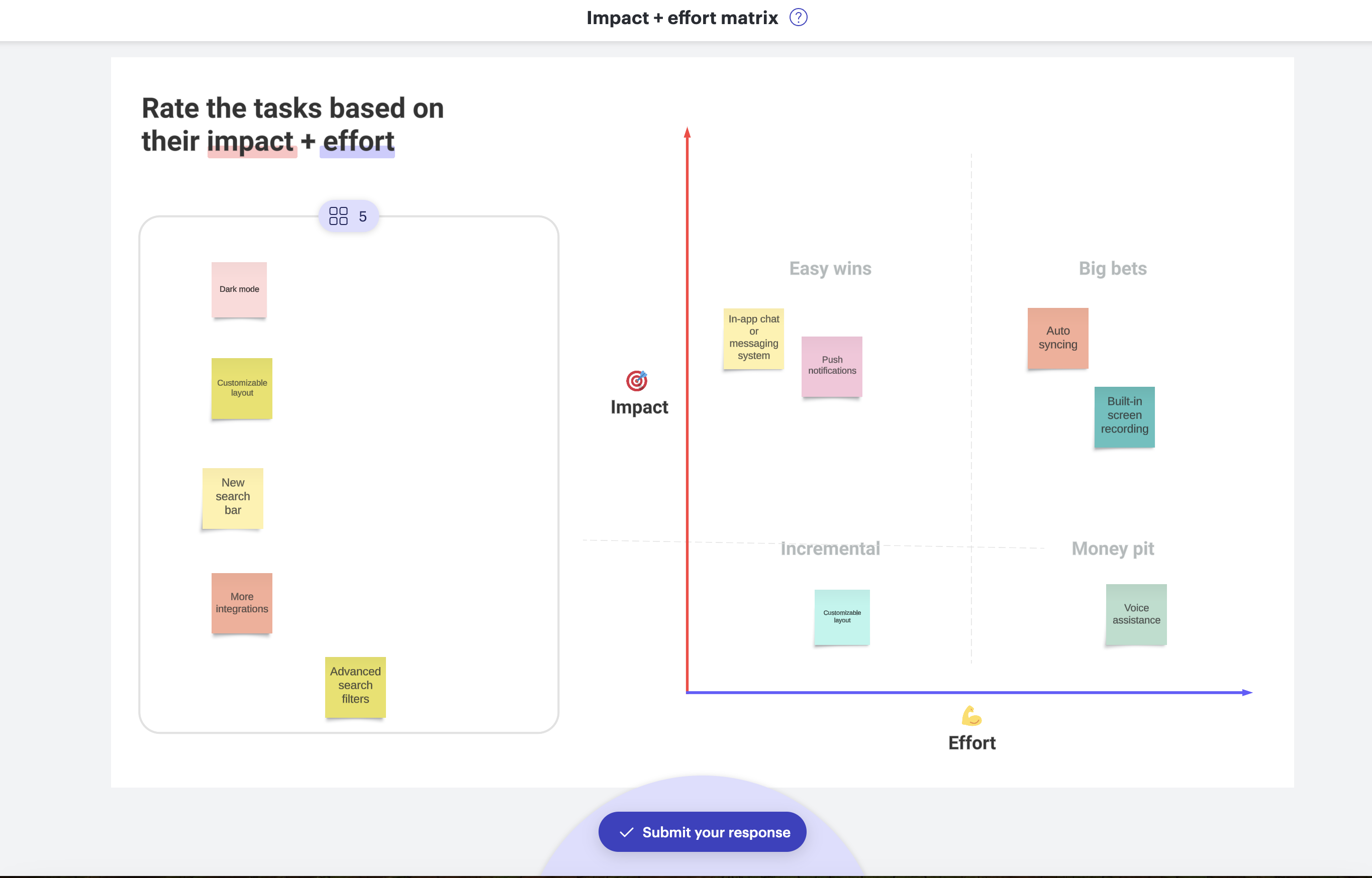 Use this Visual Activity in Lucid to help your team prioritize what you'll include in your product roadmap.