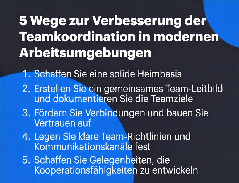 Visualisierung zu den 5 Wegen zur Verbesserung der Koordination im Team