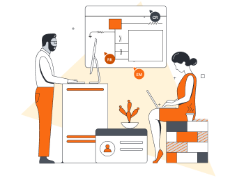 2 people collaborating on their diagram from anywhere on Lucidchart