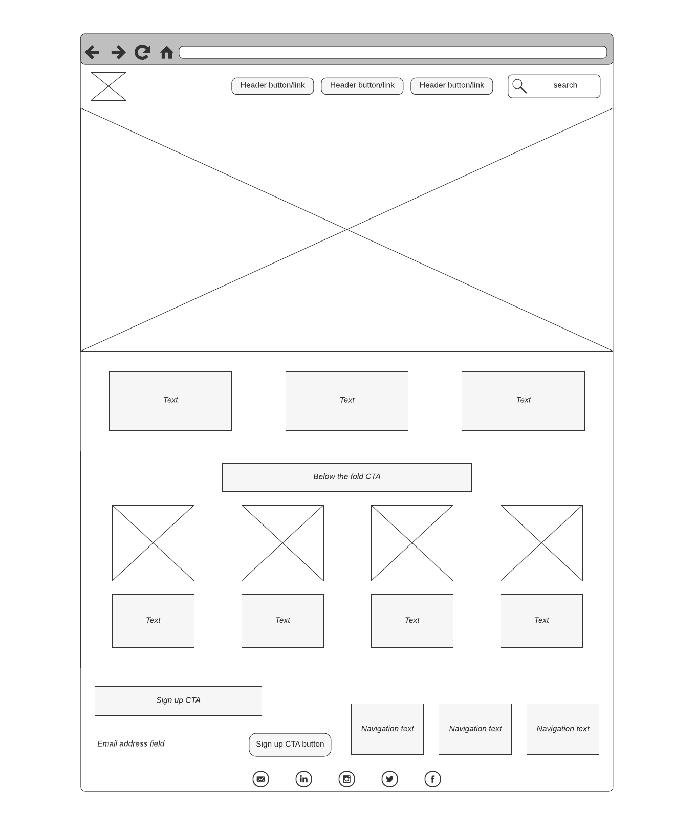 Homepage wireframe template (click to use template)