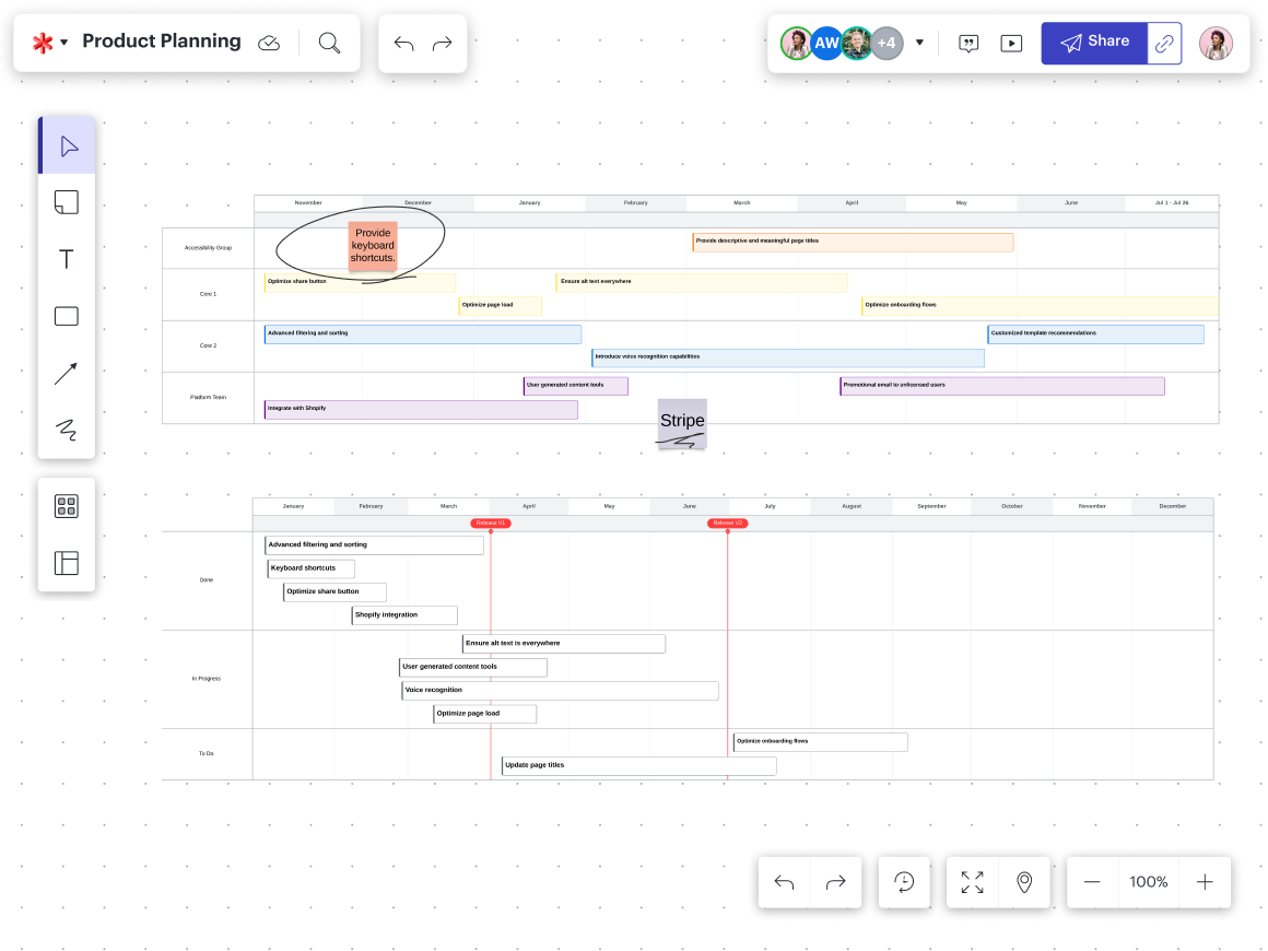 Use Lucid’s templates to get started on product roadmapping.