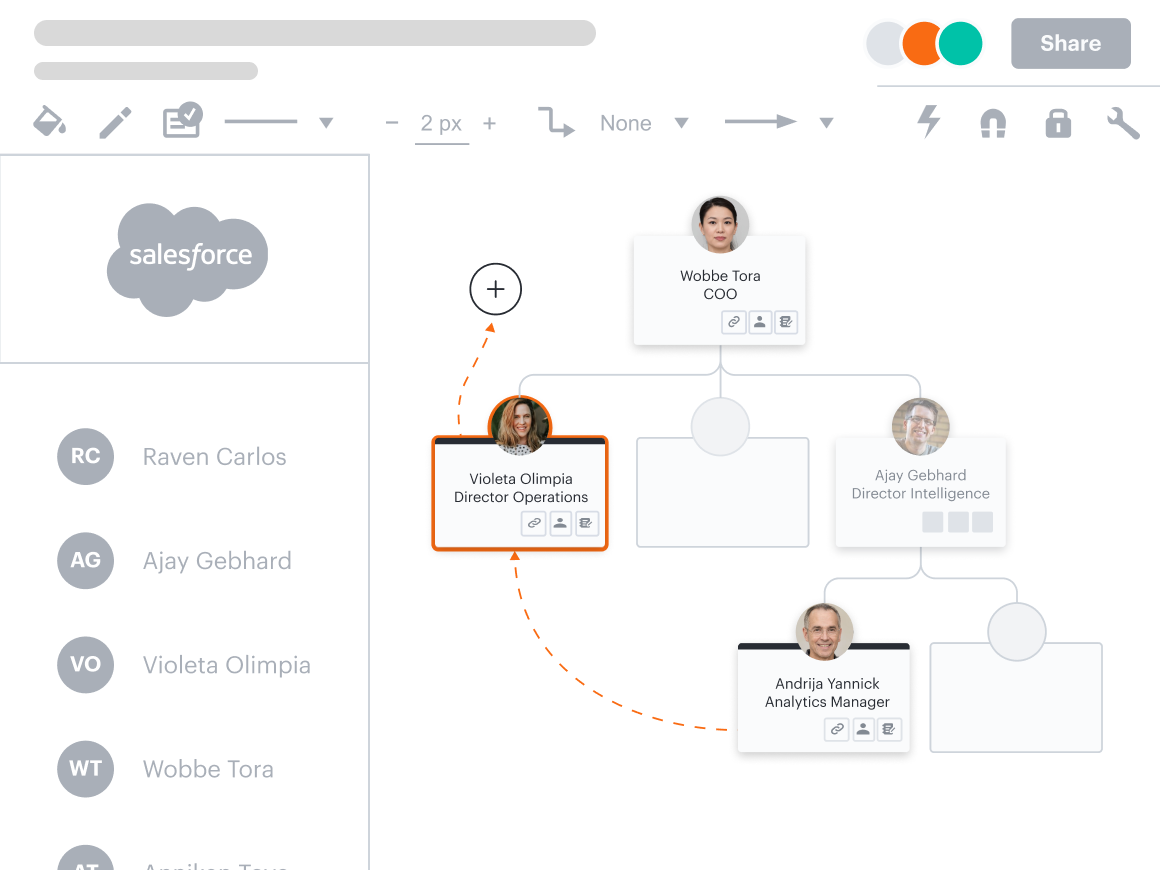 Import Salesforce data into Lucid for dynamic account mapping.