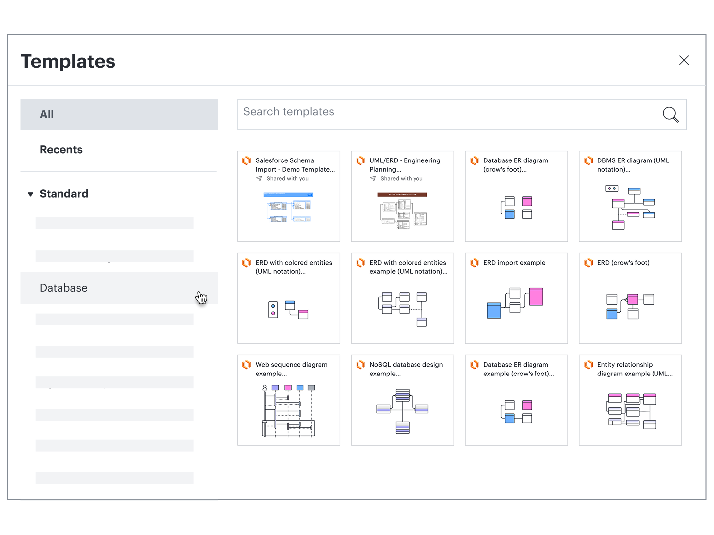 database templates in Lucidchart
