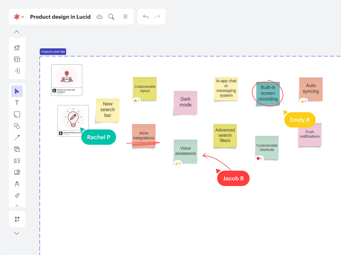 Use Lucid to brainstorm features of high value for customers and how your team will deliver.