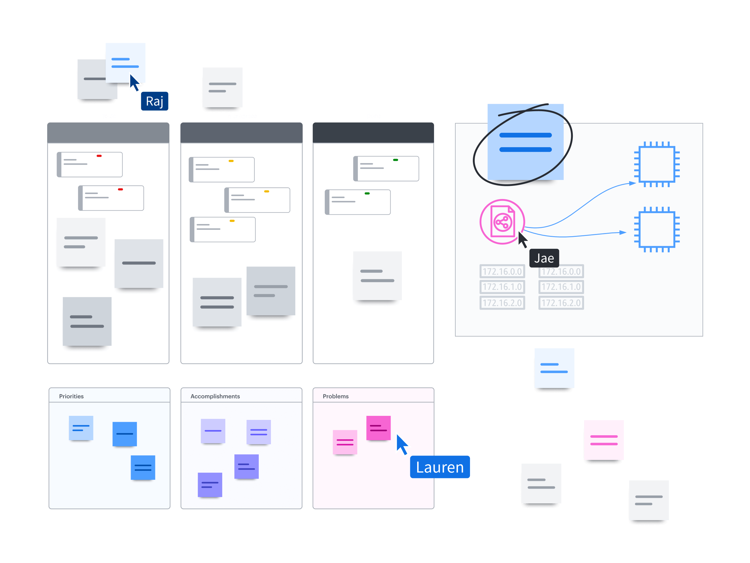 Members can connect in Lucid to gain clarity, make assignments, and get the context needed to do their best work.
