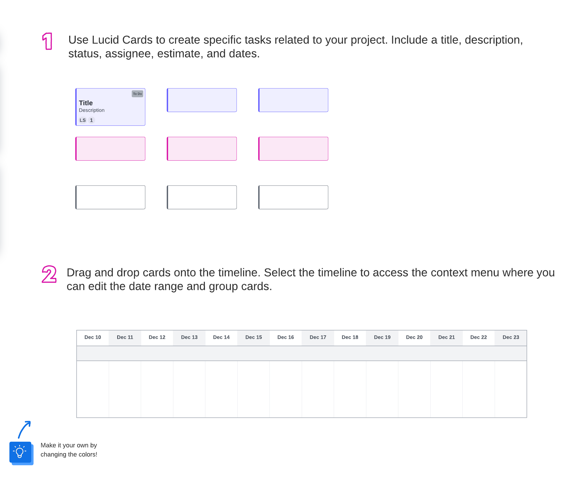 Gantt chart template example (click on image to modify online)