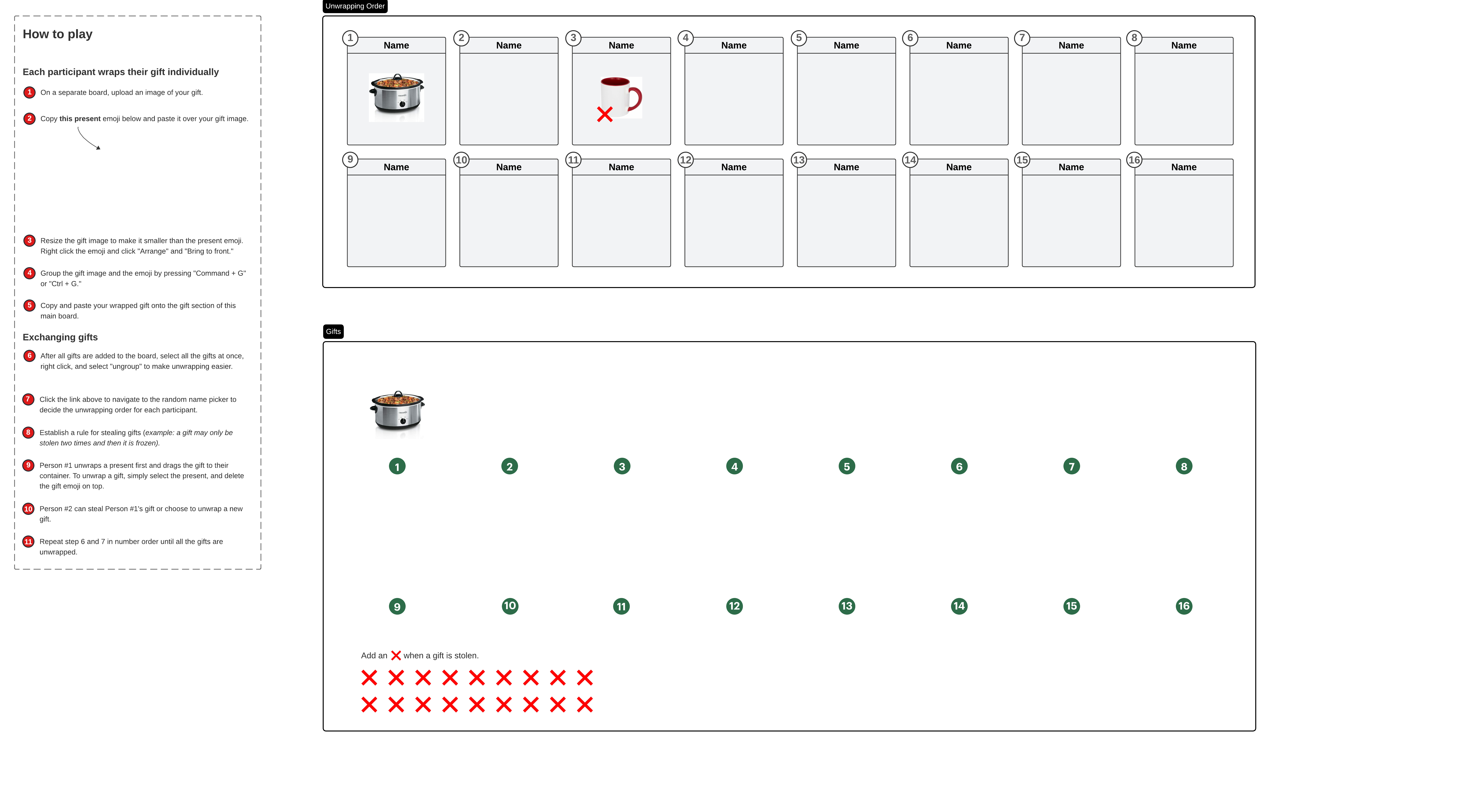 Host a white elephant virtually with this template! Click on image to modify online.
