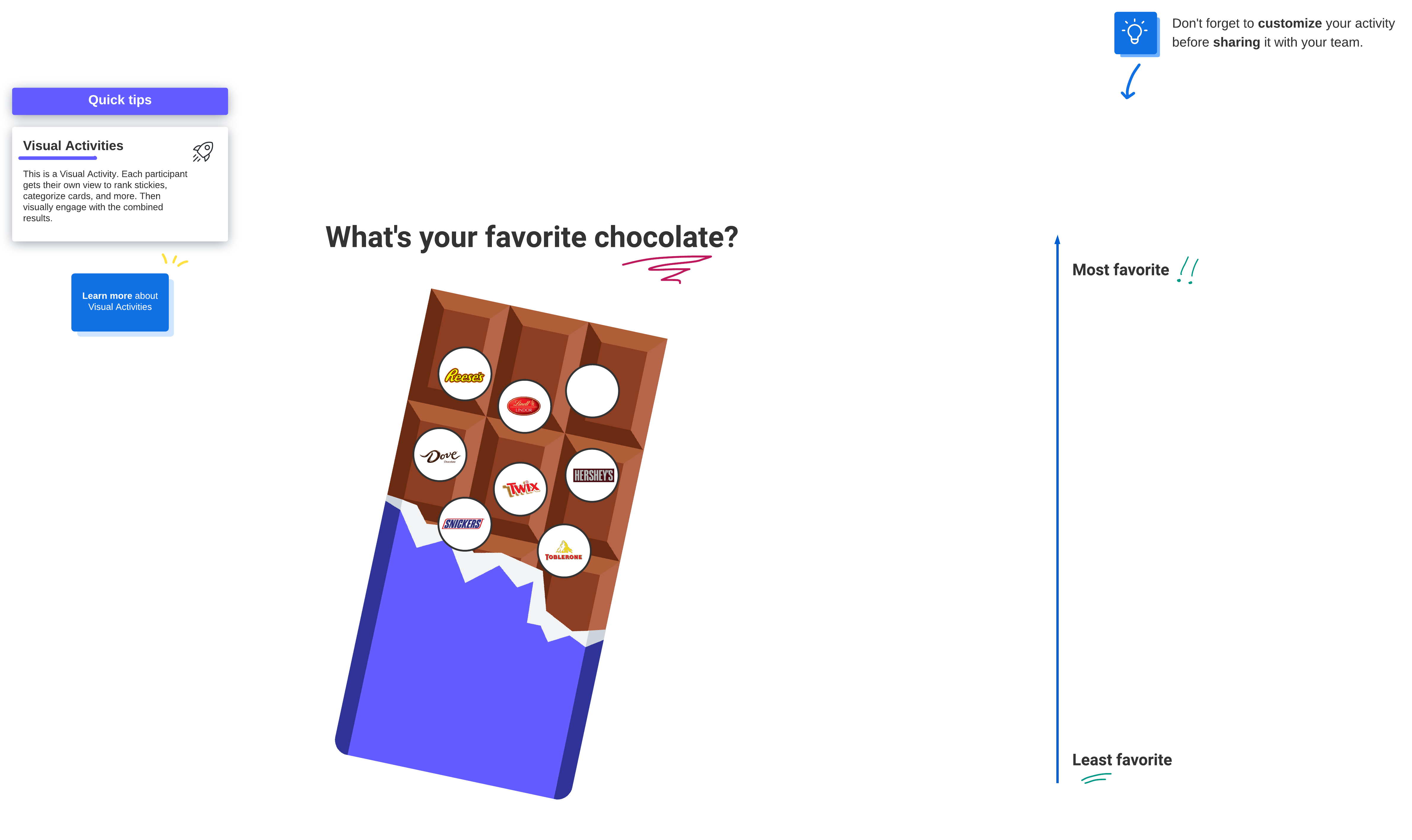 Favorite chocolate icebreaker (click on image to edit)