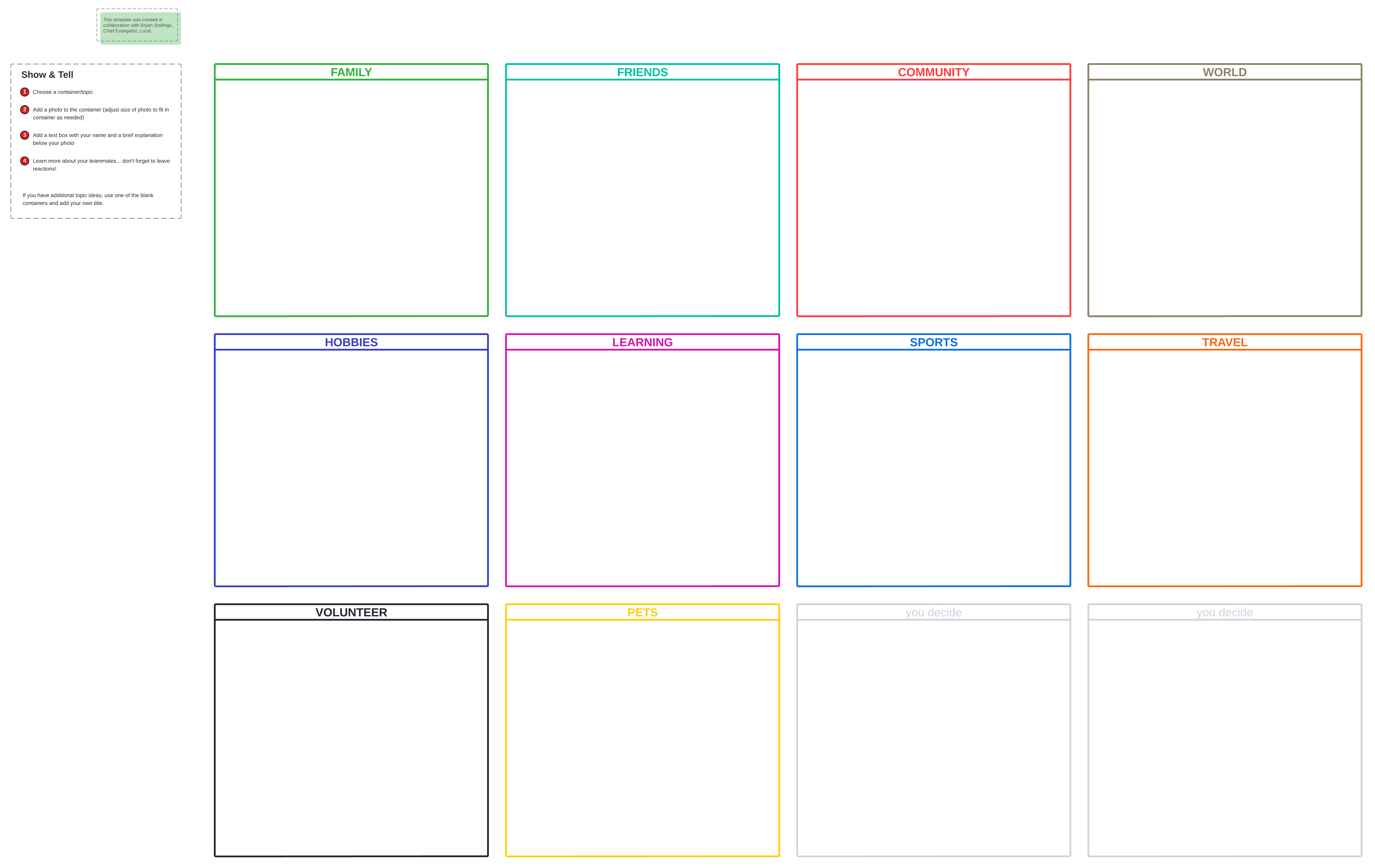 Show-and-tell icebreaker template example (click on image to modify online)