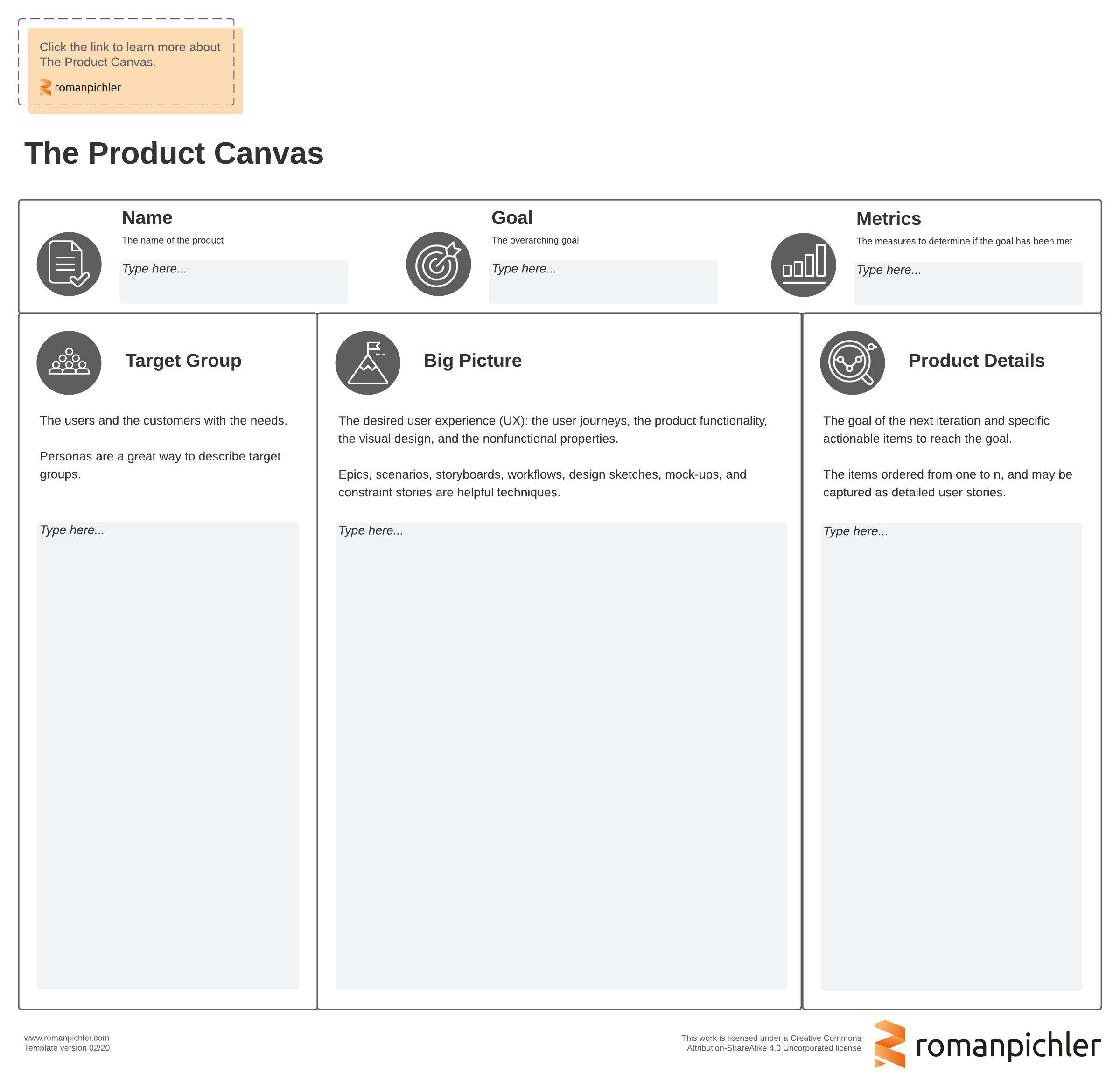 Product canvas template example (click on image to modify online)