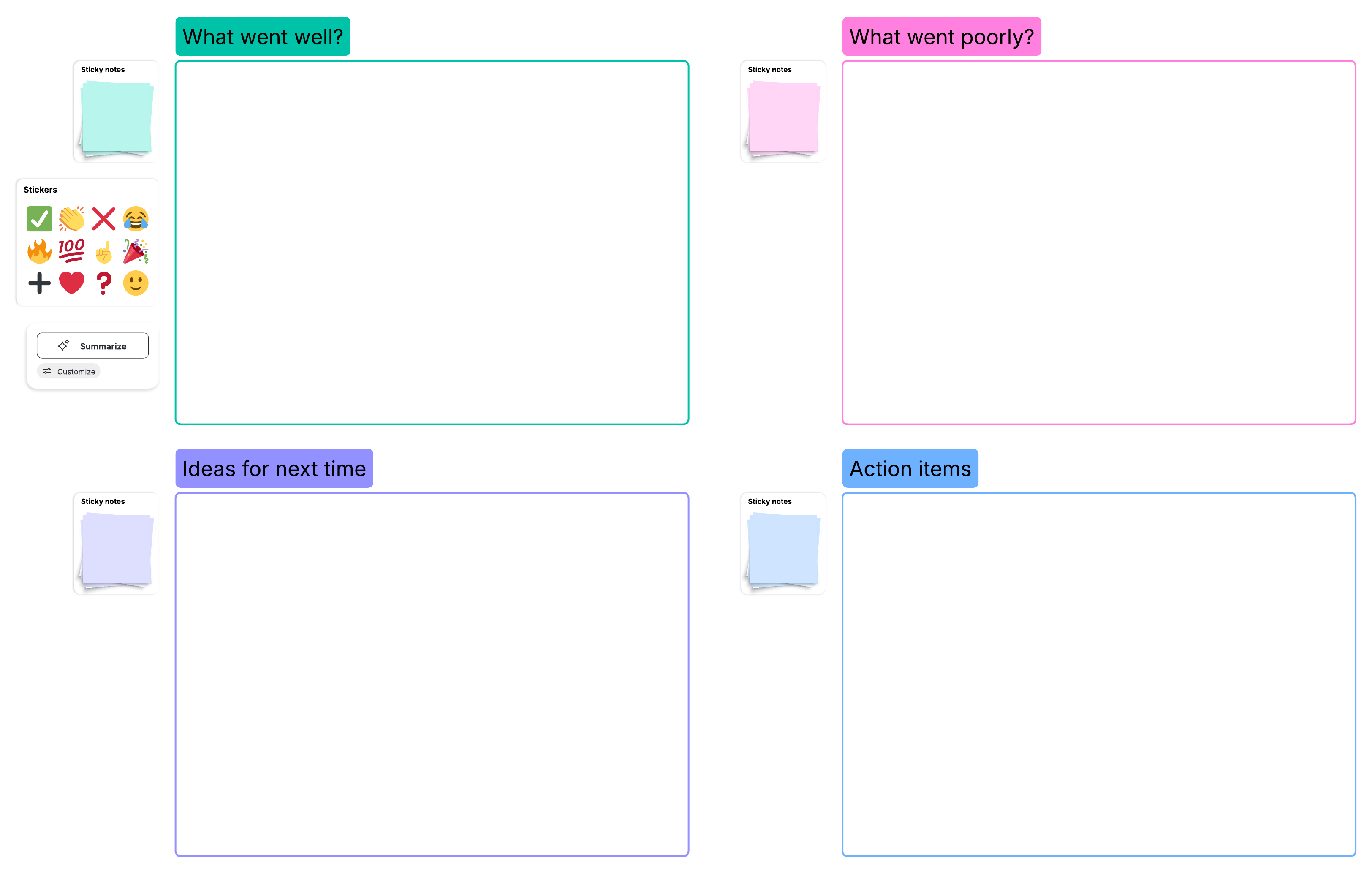 A retrospective helps you embrace feedback in an equitable, psychologically safe way. Click to use this template in Lucid.