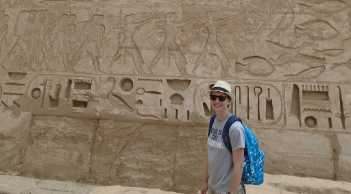 Me with some hieroglyphs, in Medinet Habu, Luxor, Egypt