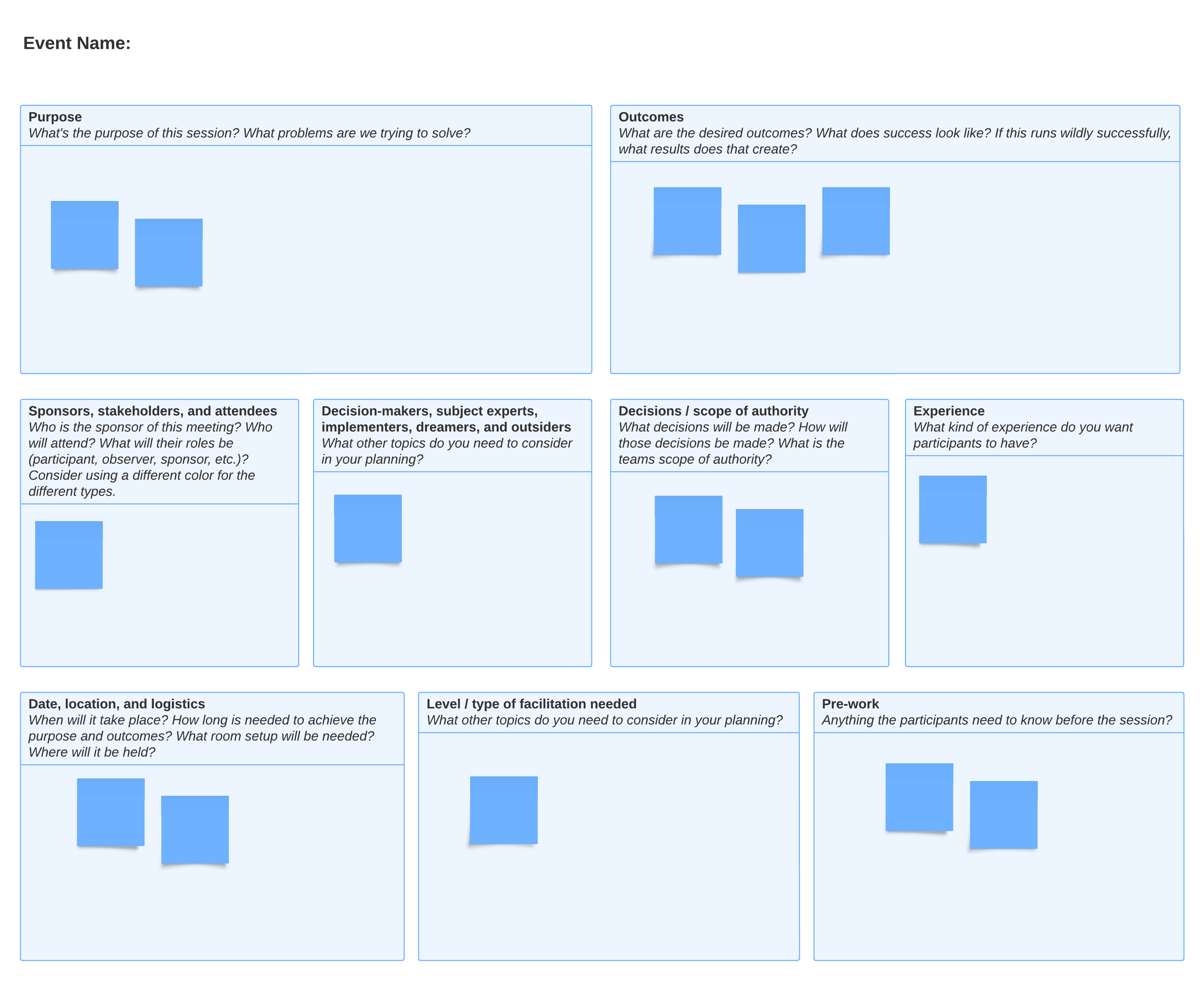 Facilitation planning canvas template example (click to modify image online)