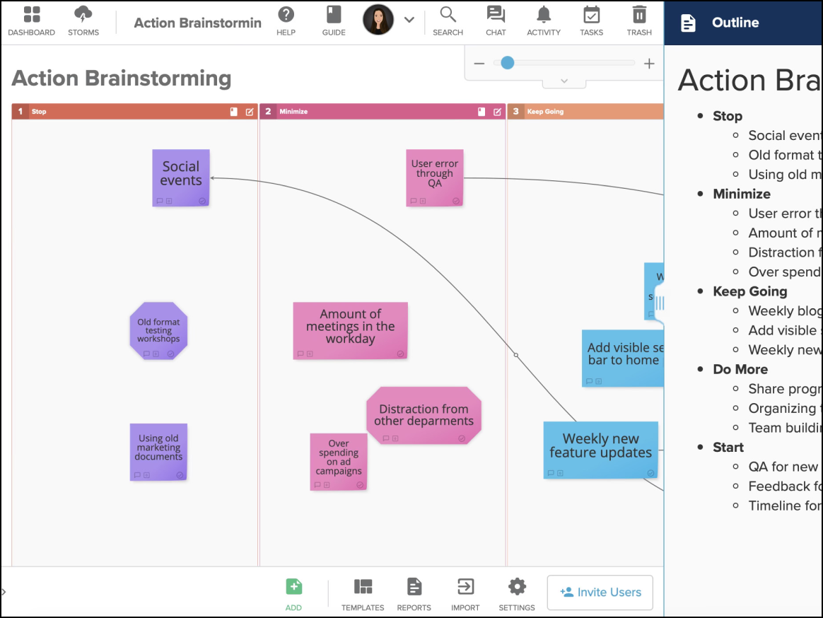 Brainstorming in Stormboard