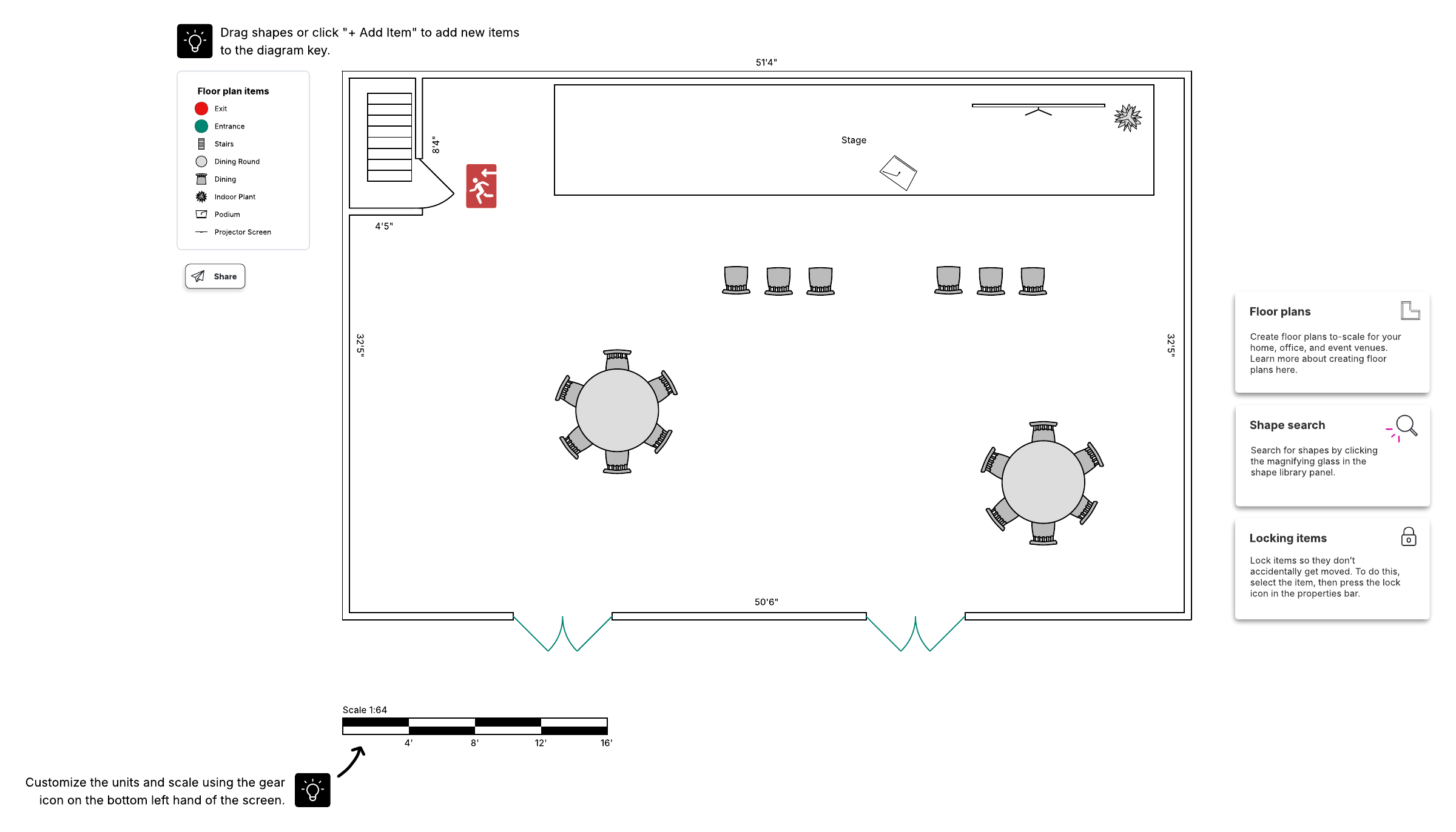 Planta baixa para eventos