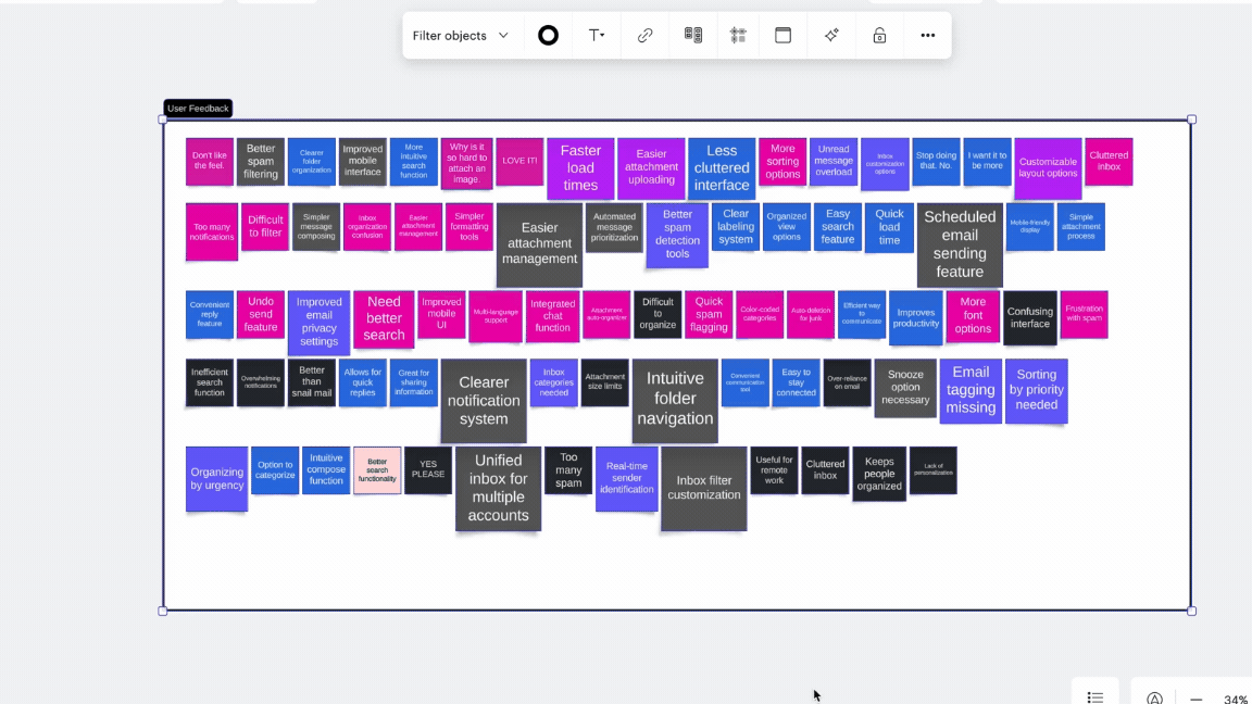 Example of summarizing user research using Collaborative AI in Lucidspark