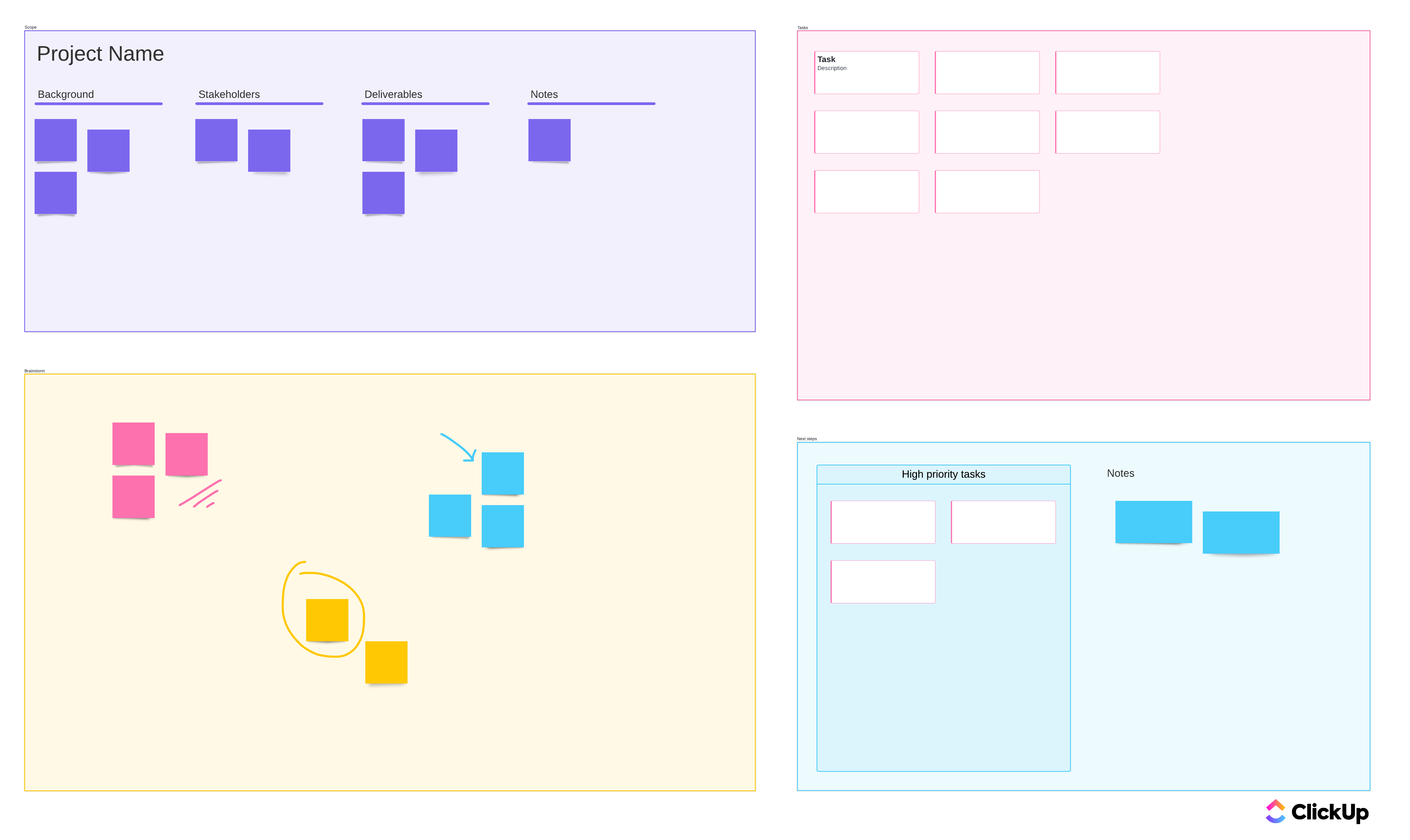 Project management with ClickUp template (click on image to modify online)