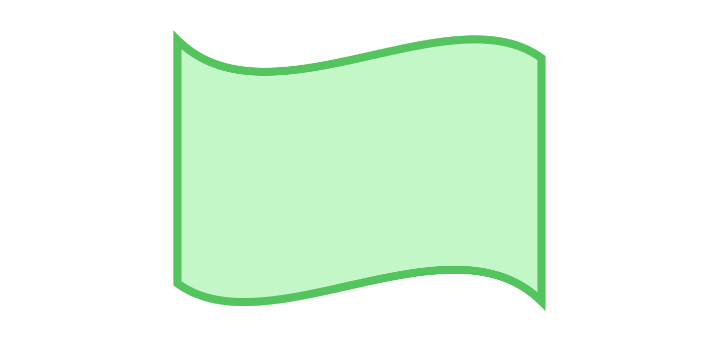 Green rectangle shape with a wavy top and bottom