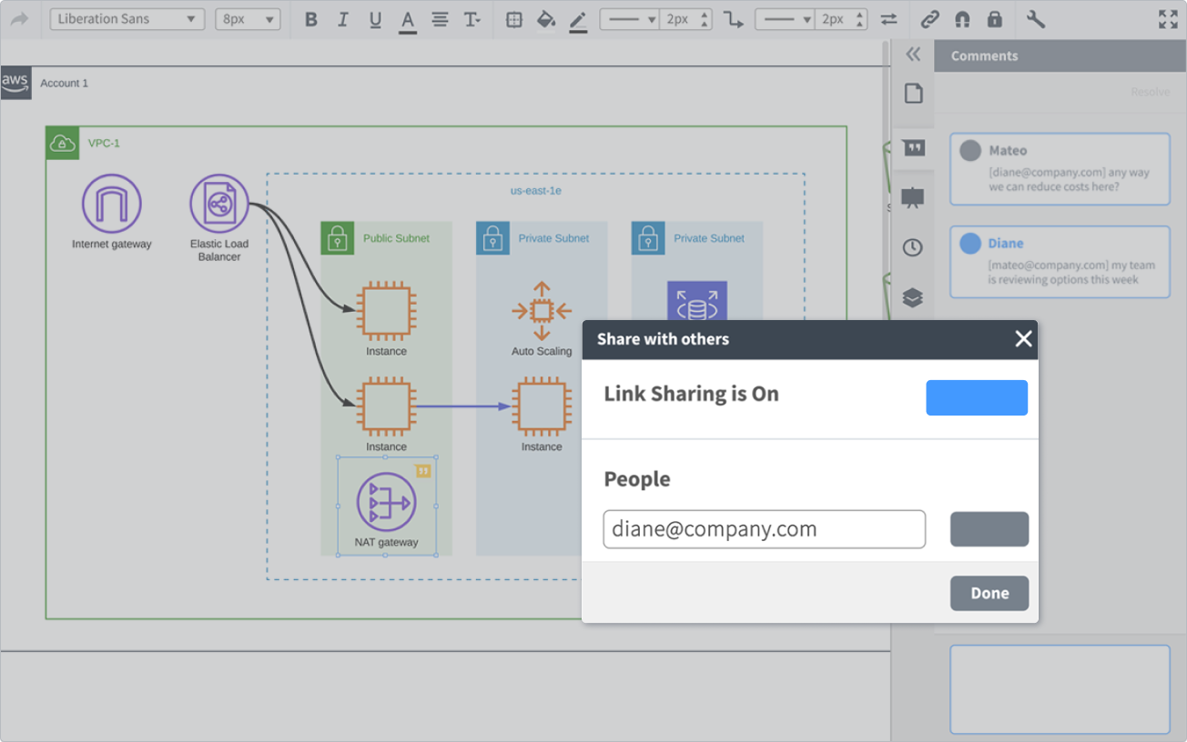 Share links to your cloud architecture with teams and stakeholders