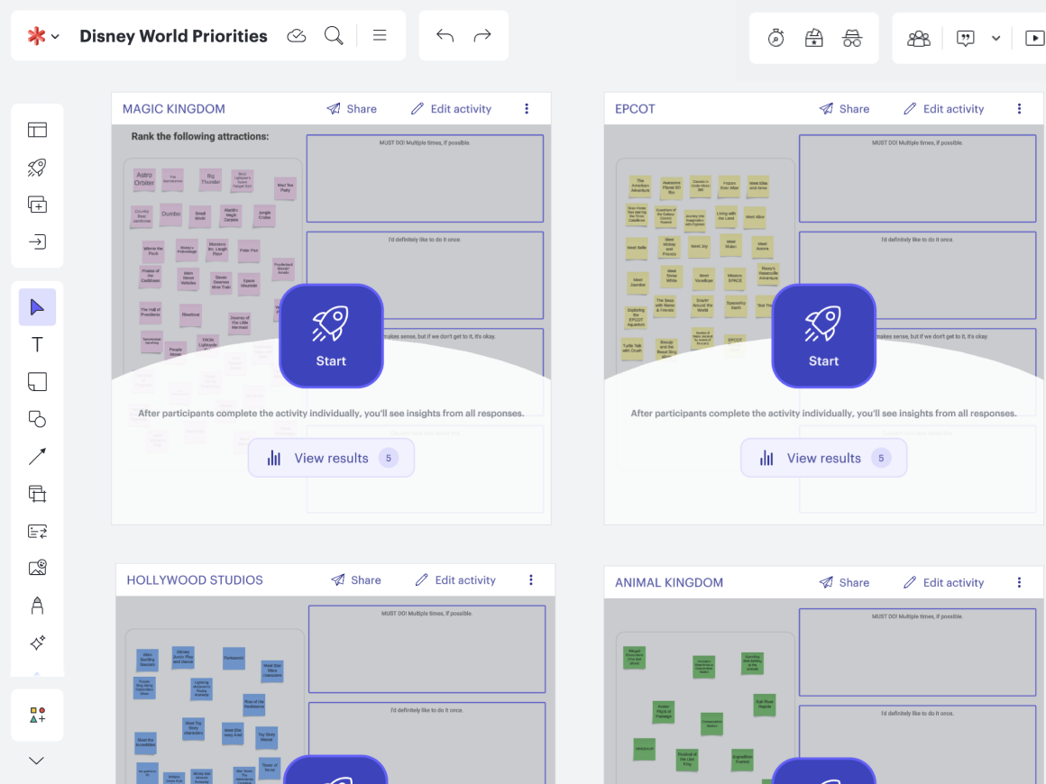 Visual Activities in Lucid help you prioritize and make decisions, even for family trips.