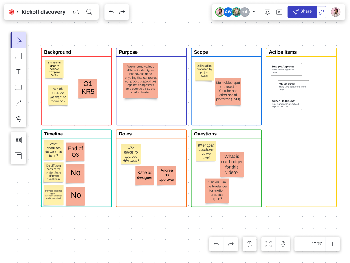 Use Lucid to display your team’s roles in a visual space.