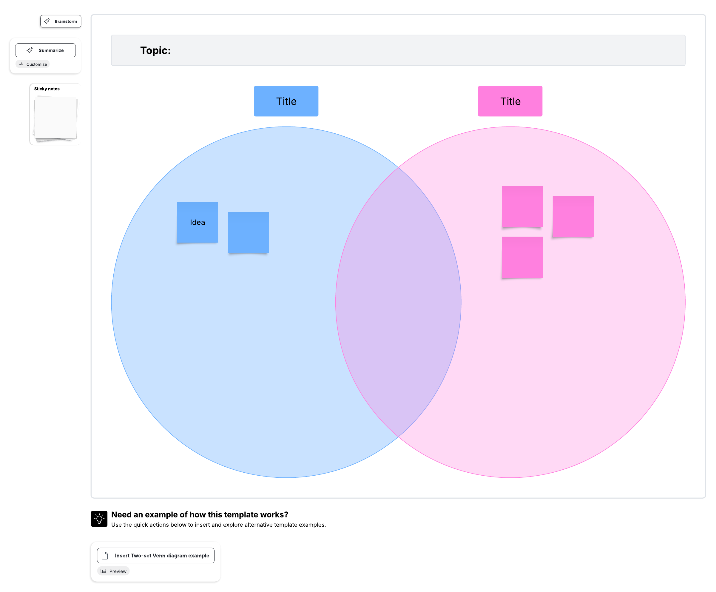 An example of a two-set Venn diagram you can create in Lucid. Click to use this template.
