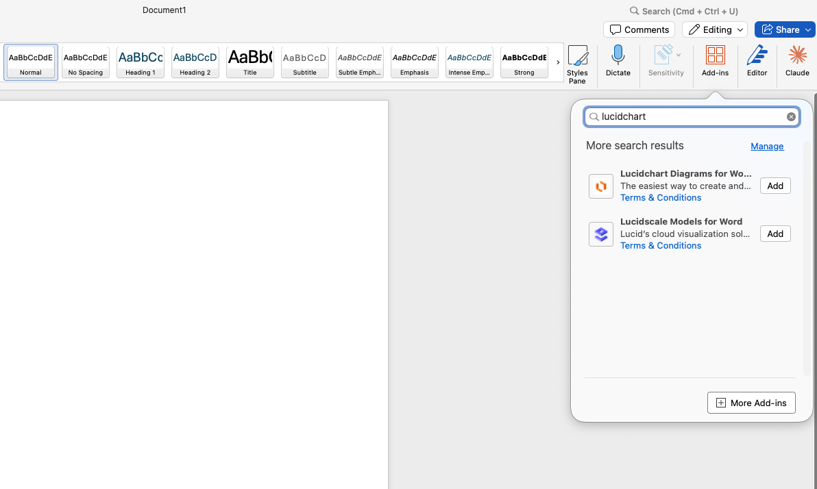 Lucidchart Add-In for Microsoft Word