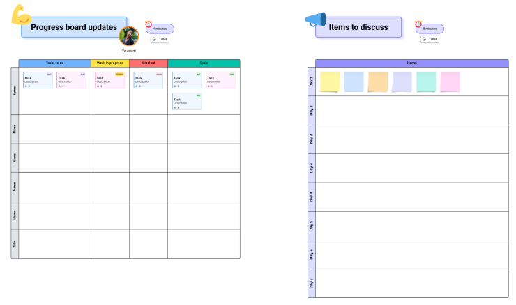 Daily standup template in Lucidspark