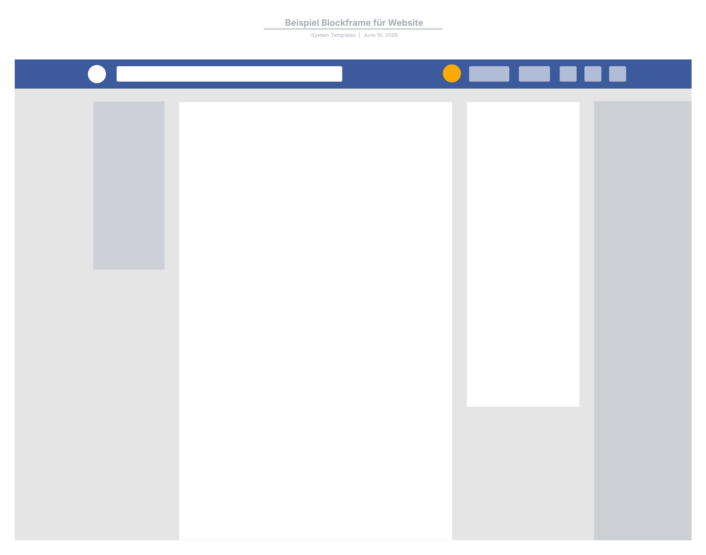 Skizzieren Sie die allgemeinen Designpläne einer Webseite oder mobilen App mit dieser Website-Blockframe-Beispielvorlage.