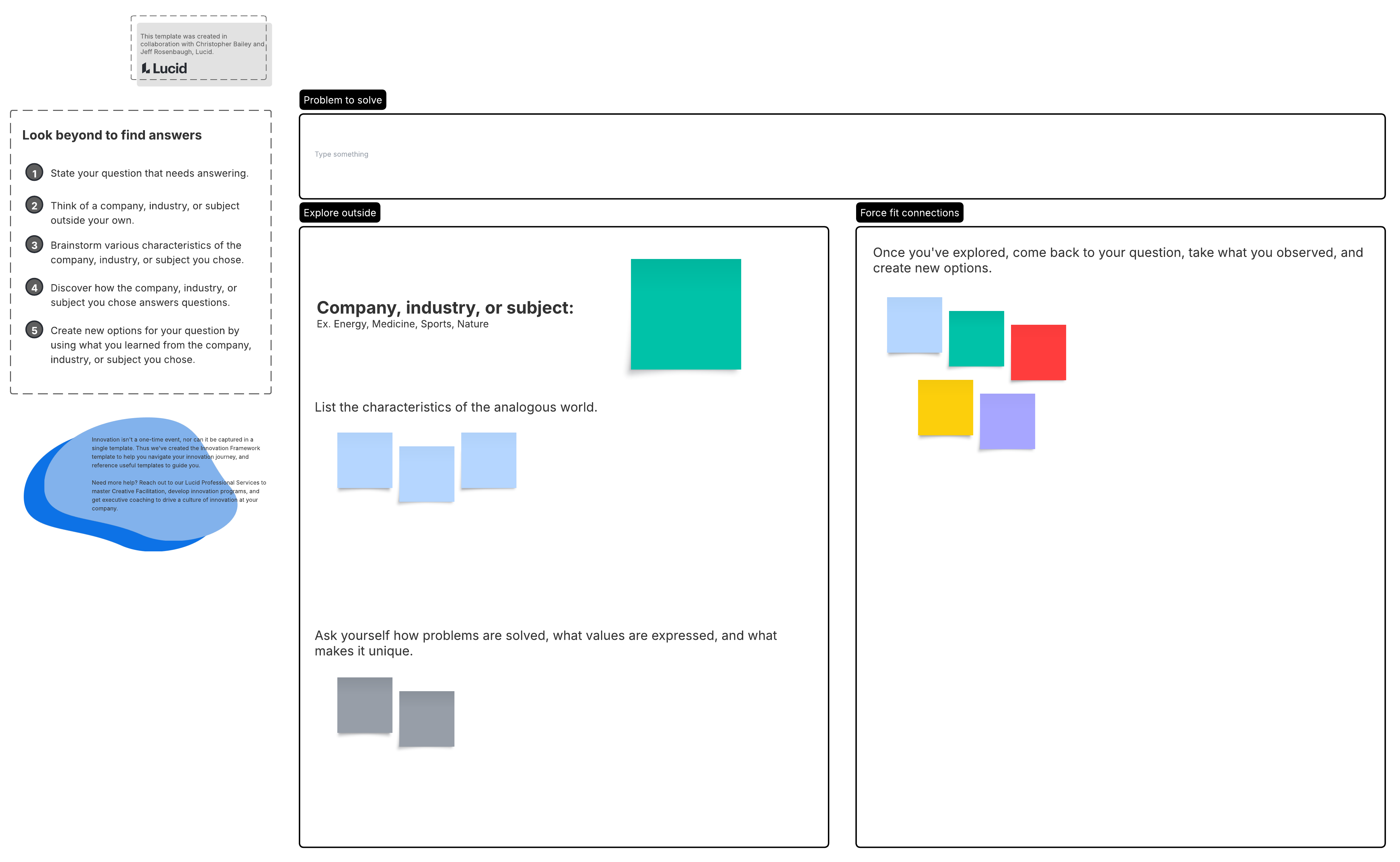 Use the world explorer template to think beyond your frame of reference and enhance your creativity.