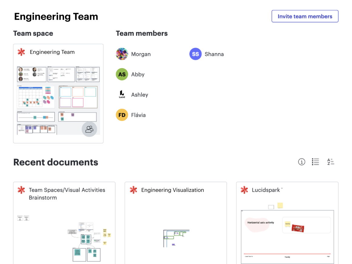 Create a team hub in Lucid to centralize documentation for your Agile team.