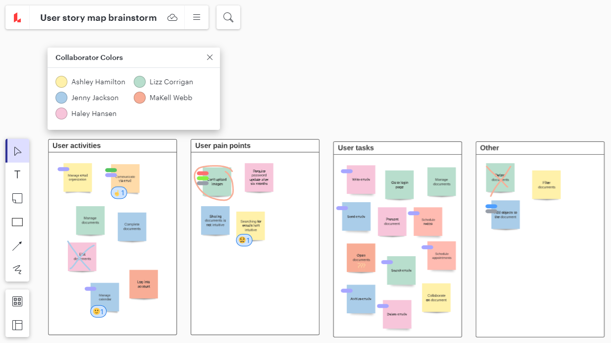 User story map brainstorm (click on image to edit)