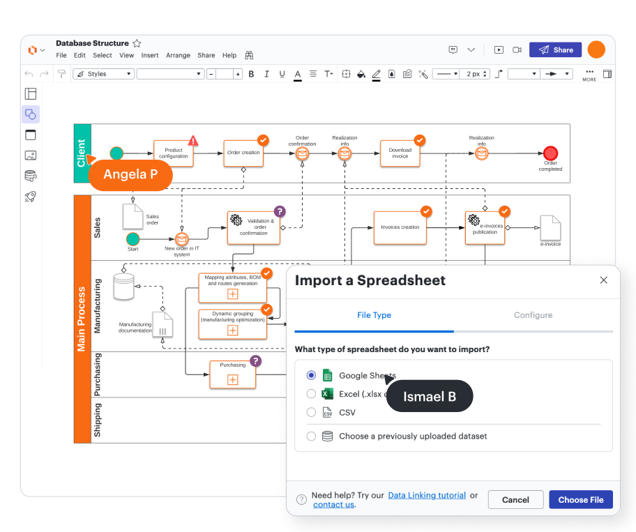 import database structure for ERDs